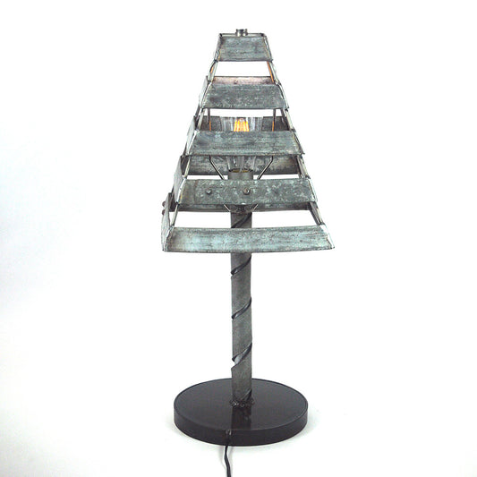 Wine Barrel Ring Desk Lamp - Piramindi 2 - Retired California Wine Barrel Steel Tabletop Light