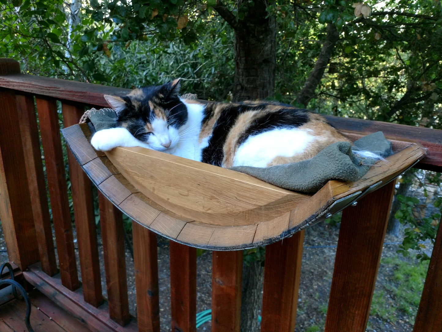 Wine Barrel Hanging Cat Bed - Birala - Made from retired California wine barrels. 100% Recycled!