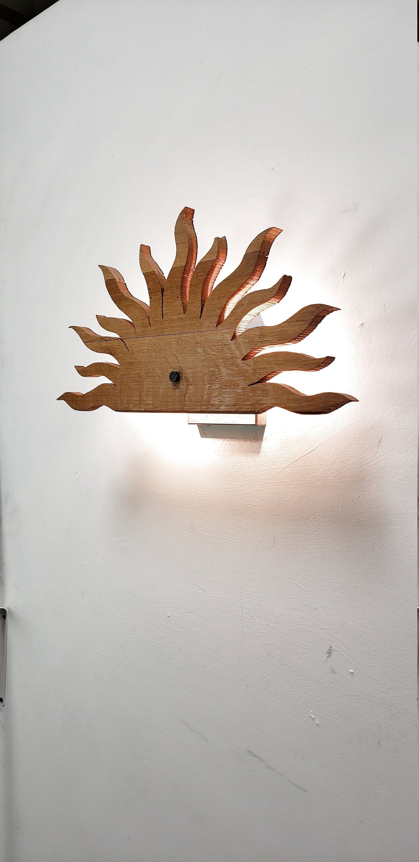Half Sun Light Wall Sconce - Dol Arrah - Reversible! Made from retired wine barrels. 100% Recycled!