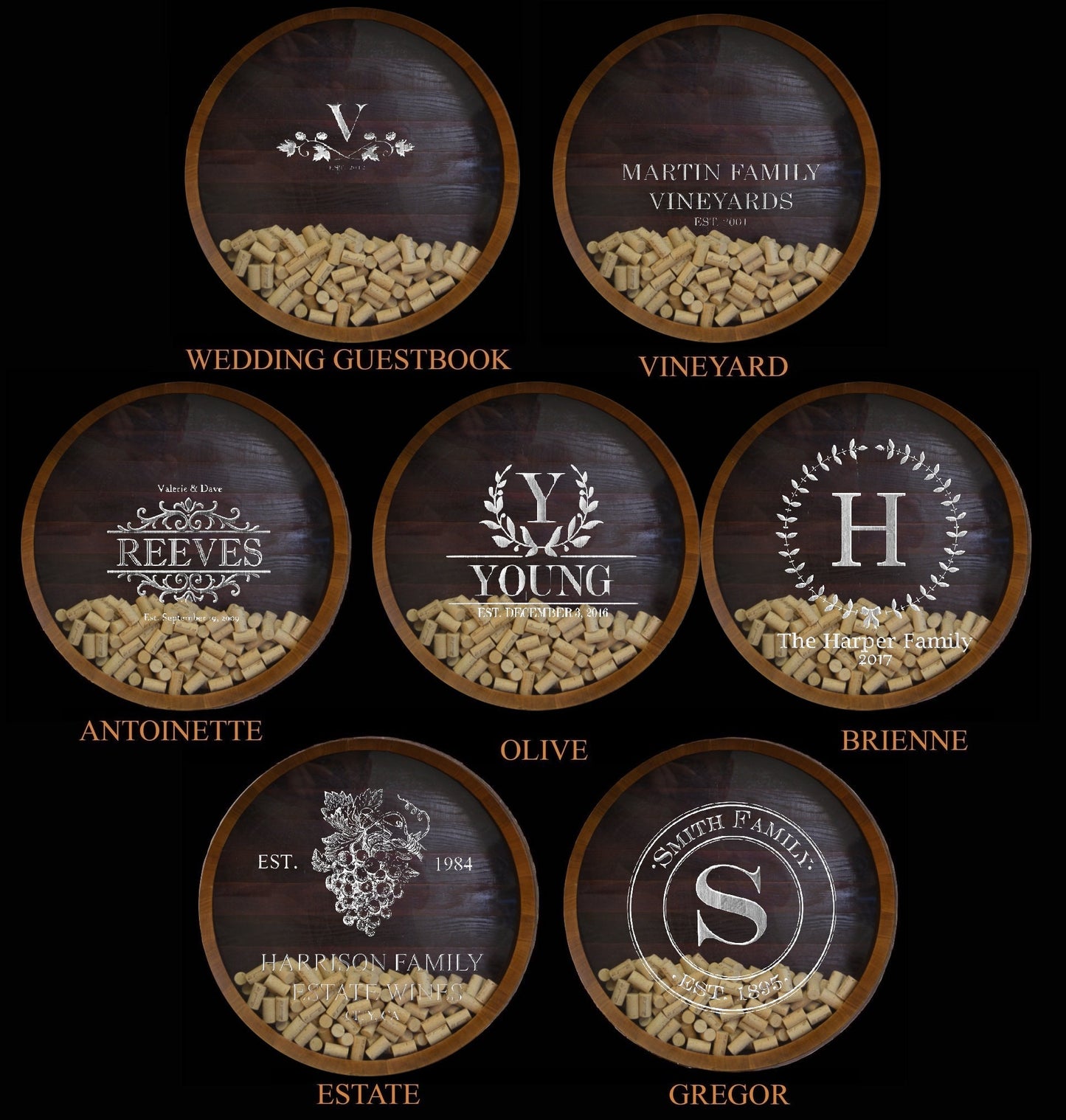 Wall Mounted Wine Bottle + Cork Display - MINI KALA - Retired Napa wine barrel with custom personalized engraving!