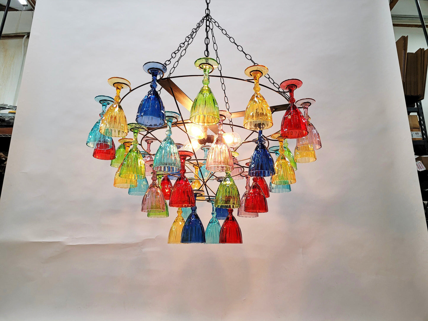 Wine Glass Chandelier - Vidre - Made from Recycled Steel + Glasses 100% Recycled!