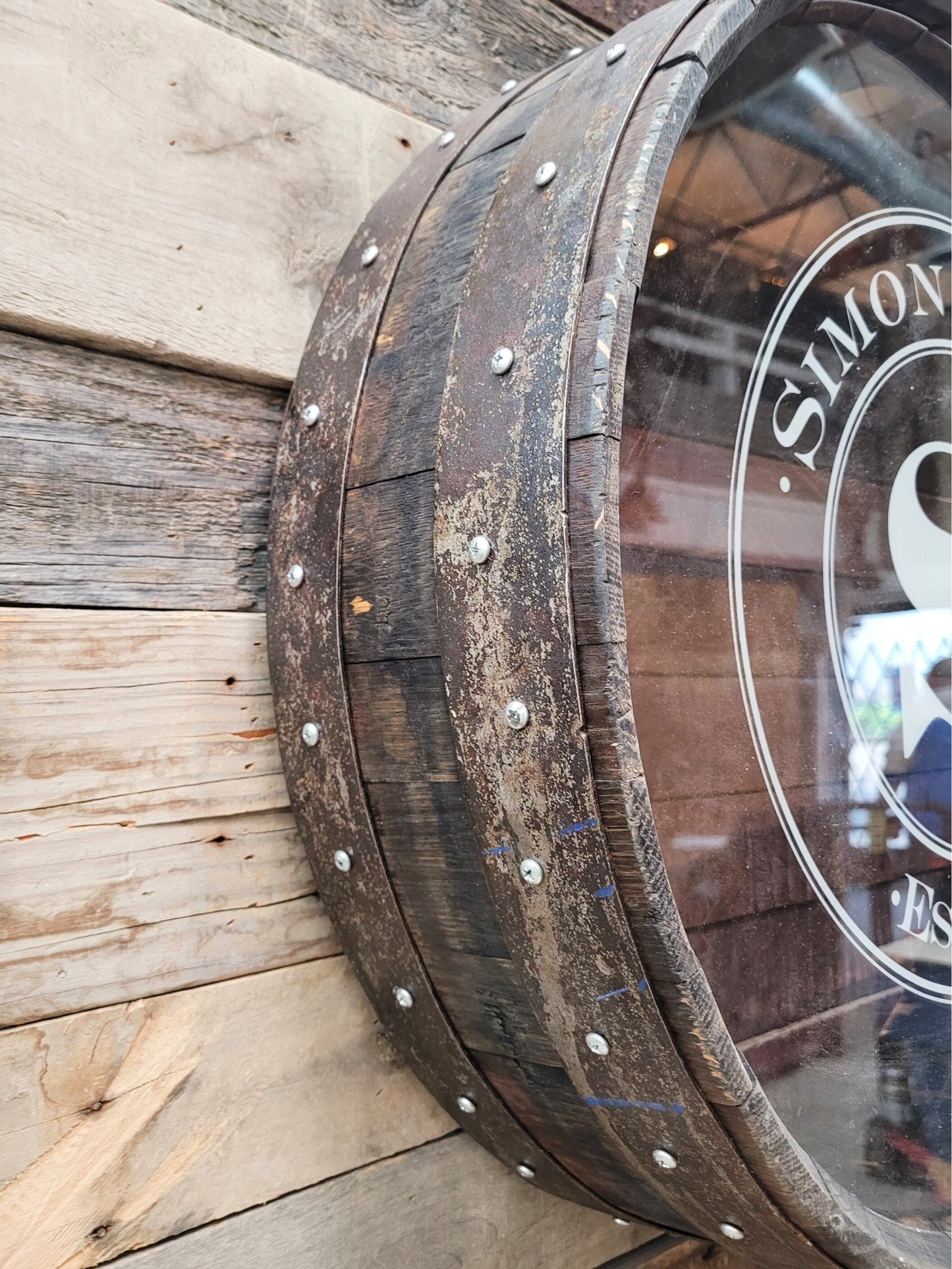 Whisky Wall Mounted Bottle + Cork Display - Kuvada - Retired Whiskey barrel with custom personalized engraving!