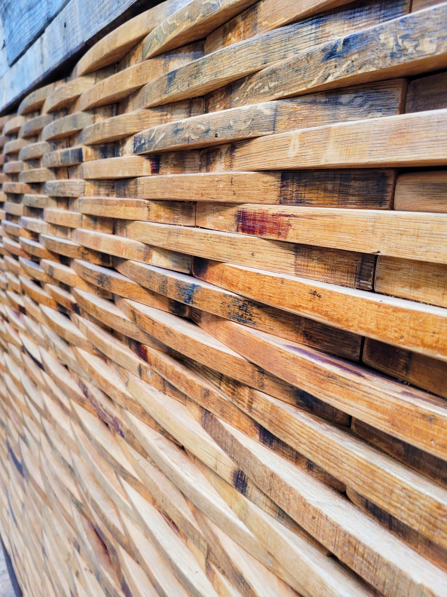 Wine Barrel Stave Headboard - RARANGA -  Made from retired CA wine barrels. 100% Recycled!