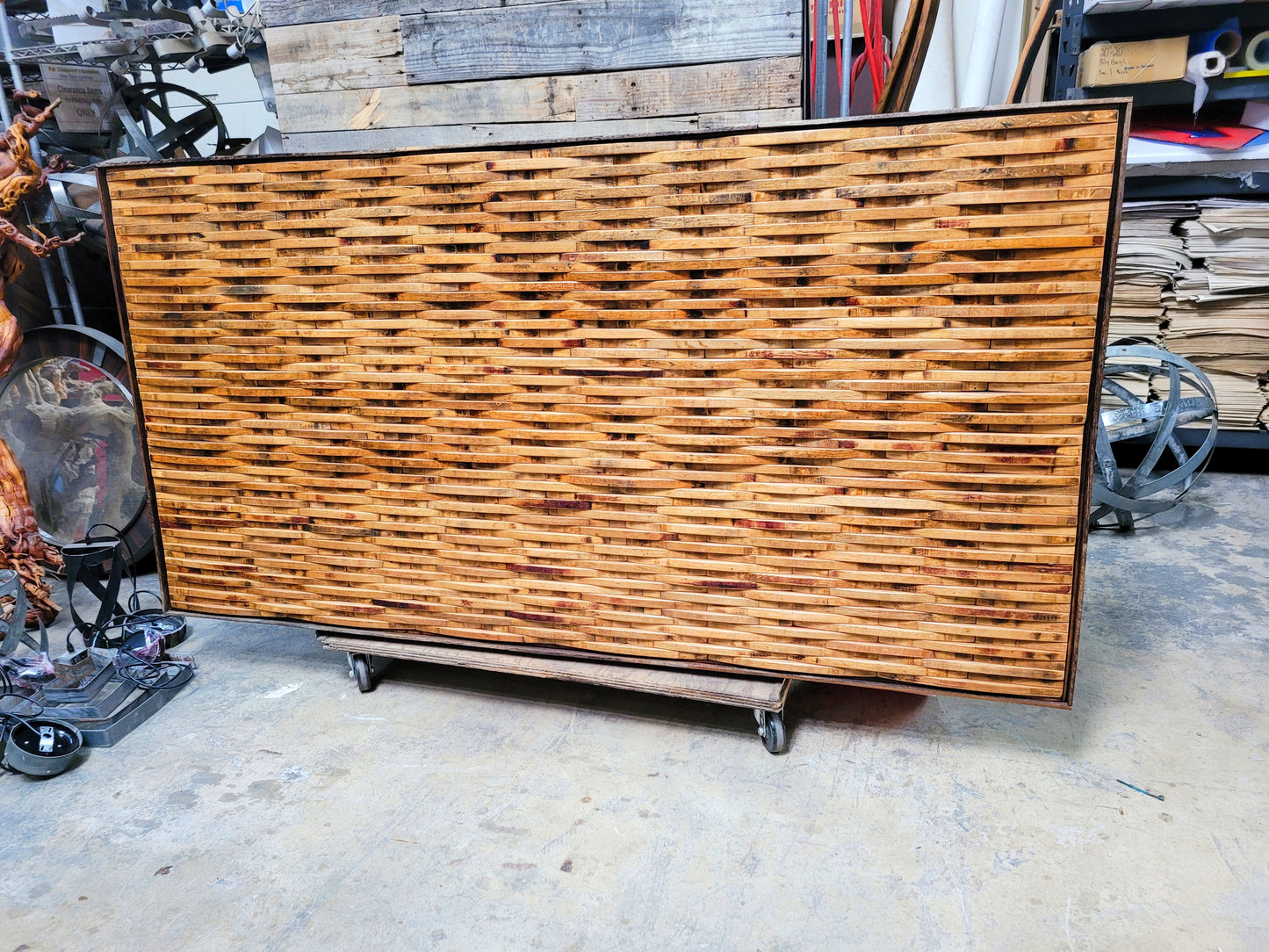 Wine Barrel Stave Headboard - RARANGA -  Made from retired CA wine barrels. 100% Recycled!