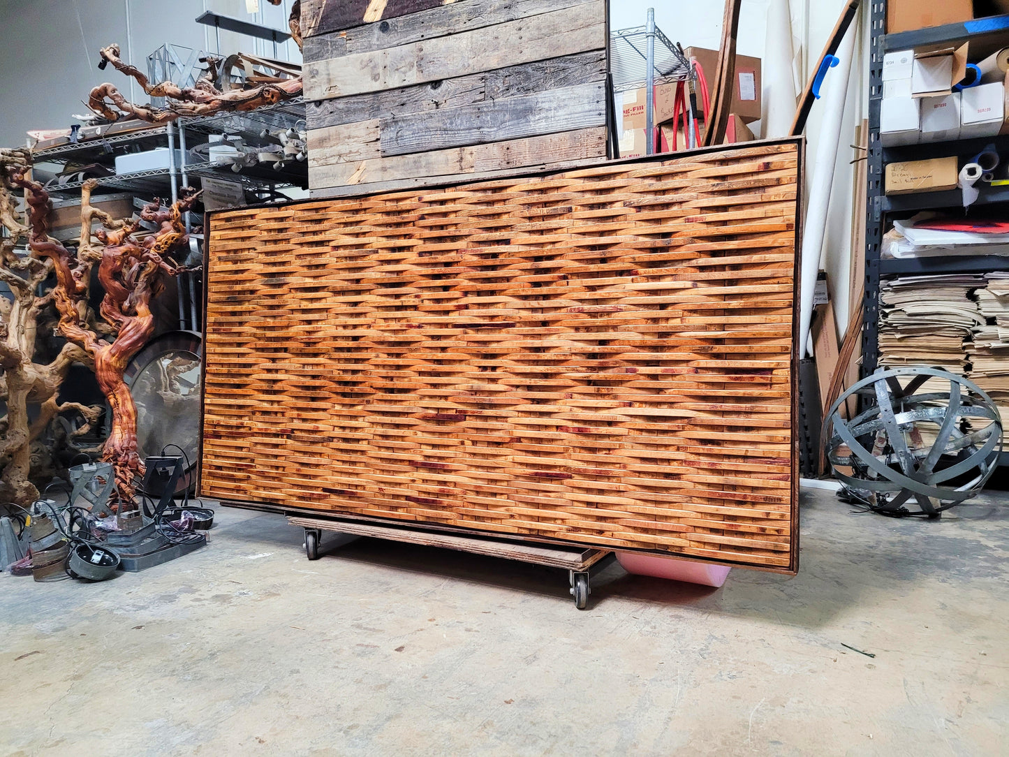 Wine Barrel Stave Headboard - RARANGA -  Made from retired CA wine barrels. 100% Recycled!