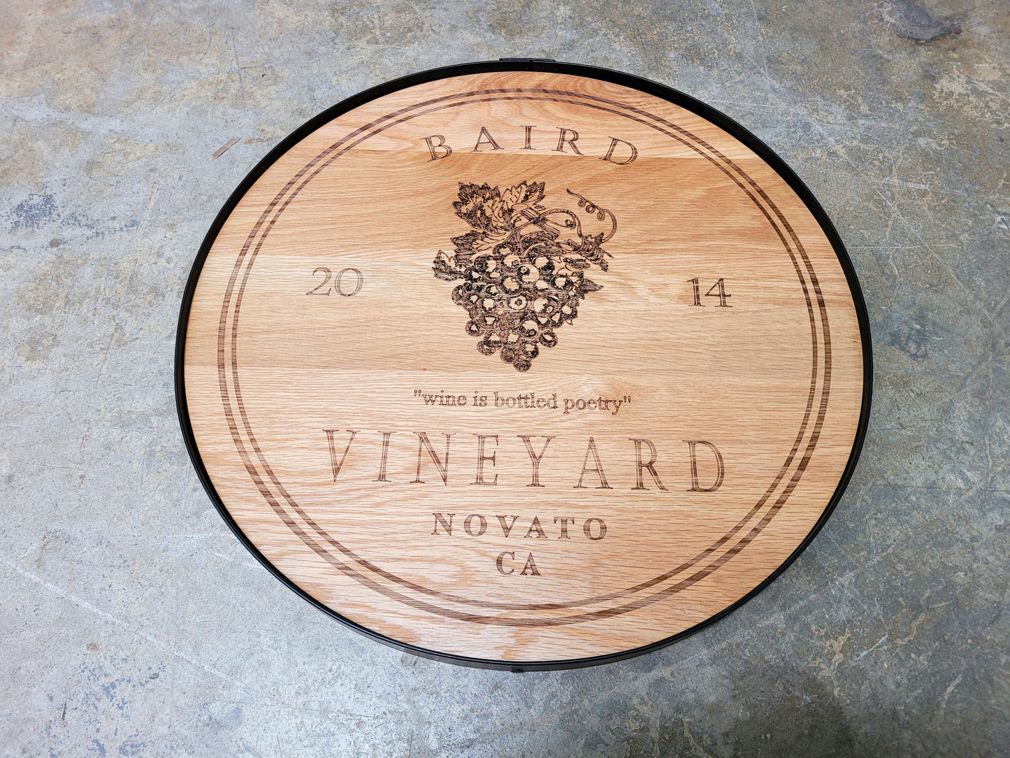 Wine Barrel Personalized Wall Art or Wedding Guestbook - Signo - made from Retired California wine barrel head with custom engraving