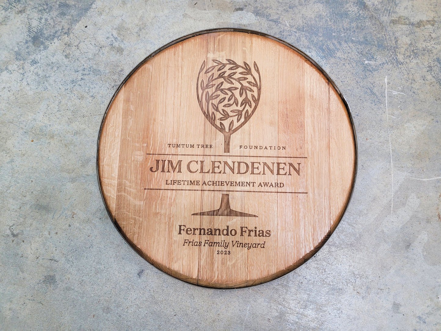 Wine Barrel Personalized Wall Art or Wedding Guestbook - Signo - made from Retired California wine barrel head with custom engraving