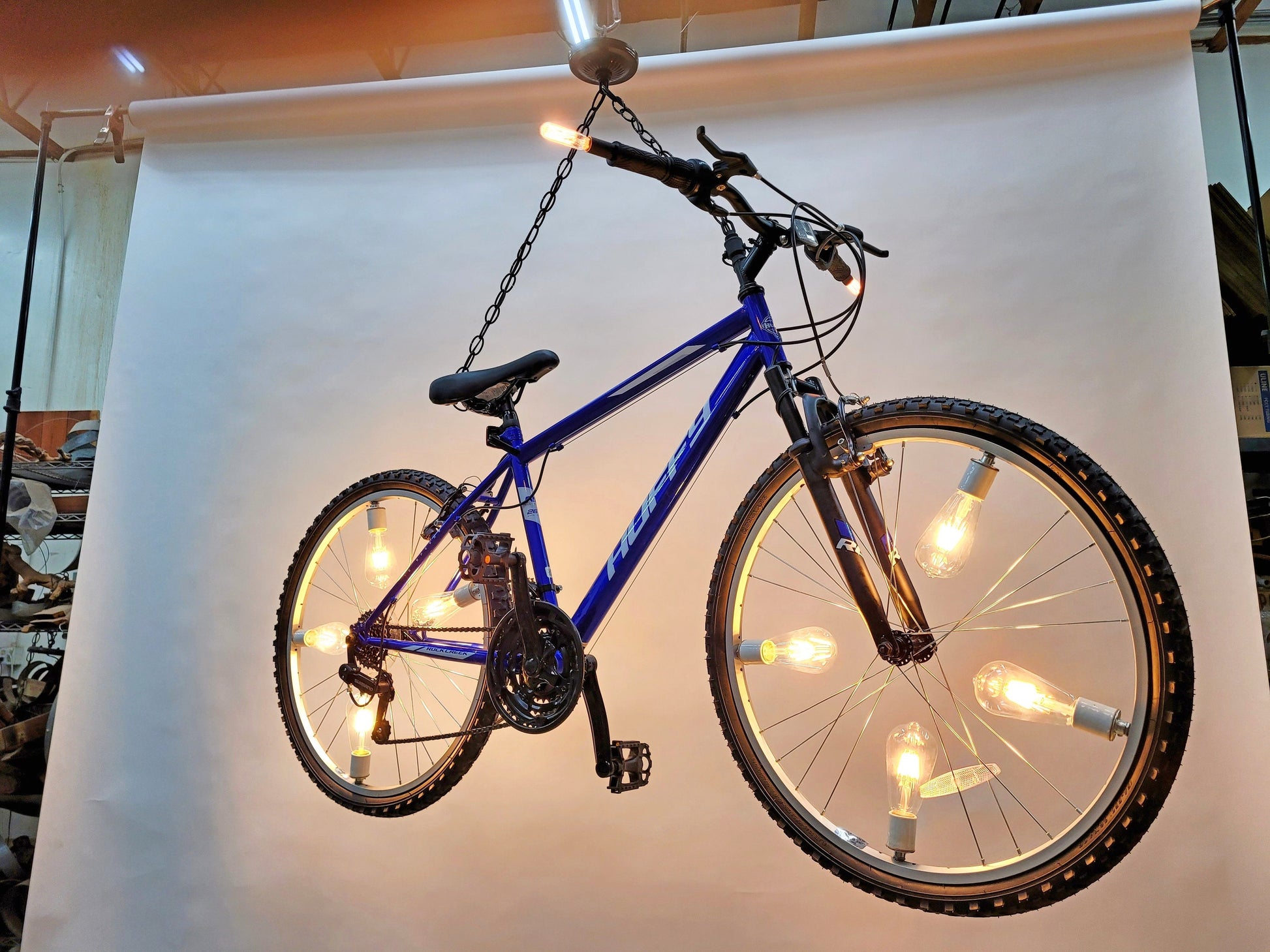 Mountain Bike Chandelier - Velo - Made from retired California Mountain Bike - 100% Recycled!