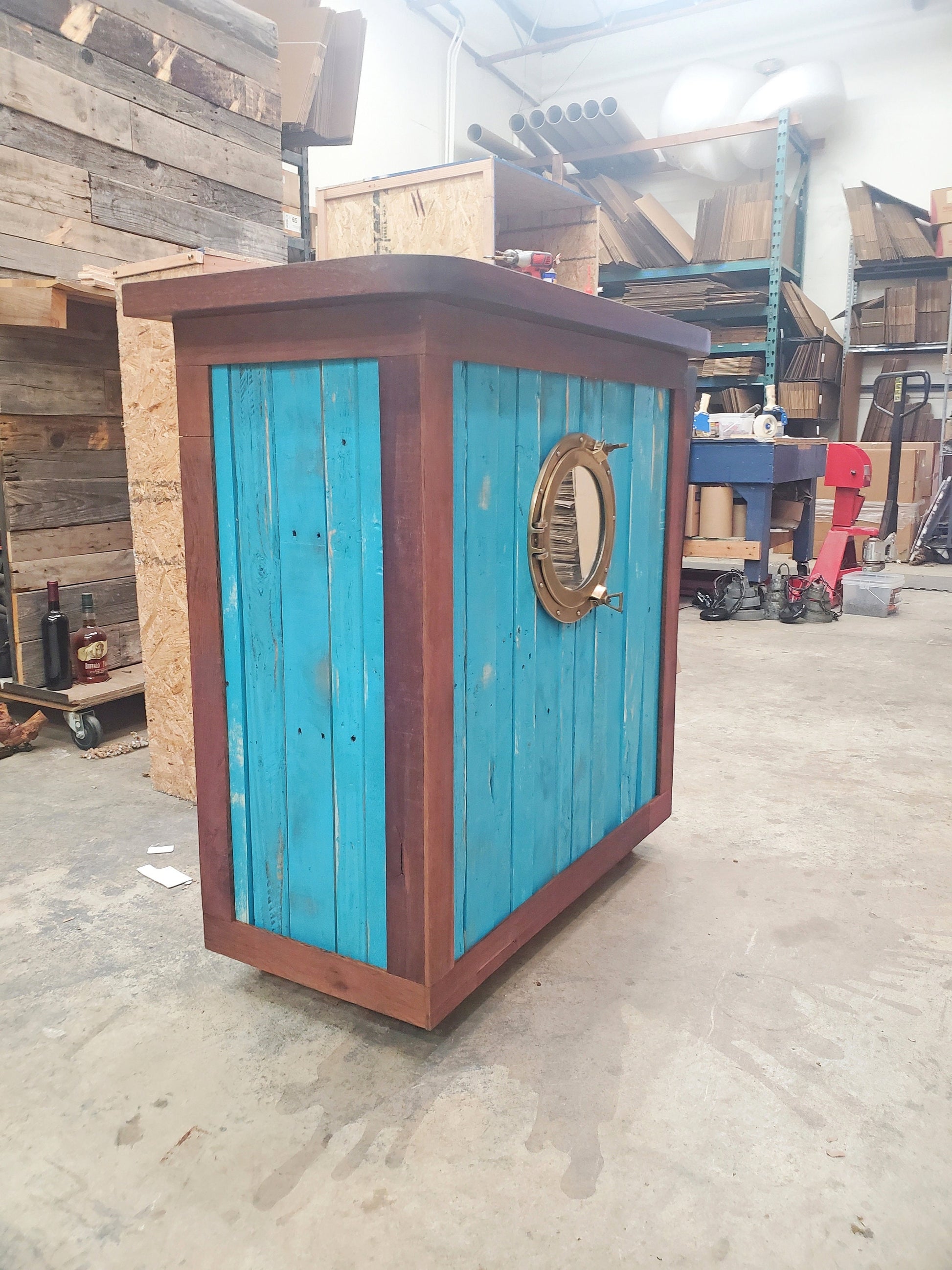 Nautical Hostess Stand / Podium POS - JURA - Made from retired California Wine Barrels + Reclaimed Lumber - 100% Recycled!