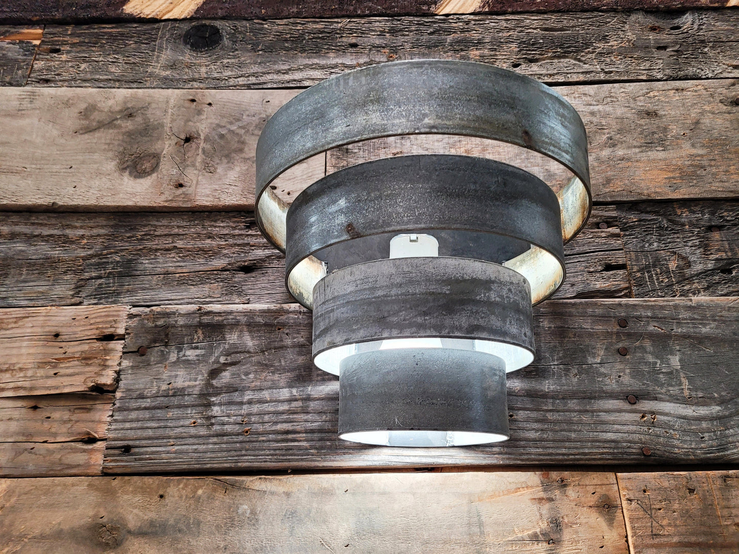 Wine Barrel Wall Sconce - FUNELI - Made from retired Napa wine barrel rings. 100% Recycled!