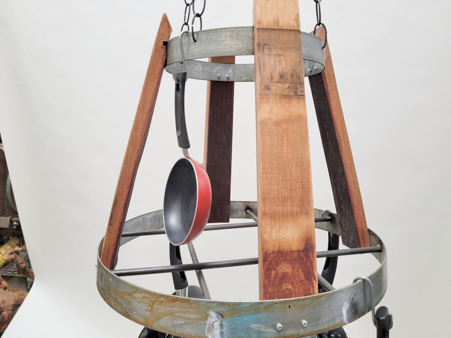 Wine Barrel Stave Utensil & Pot Rack - ELDA - Made from retired California wine barrels - 100% Recycled!