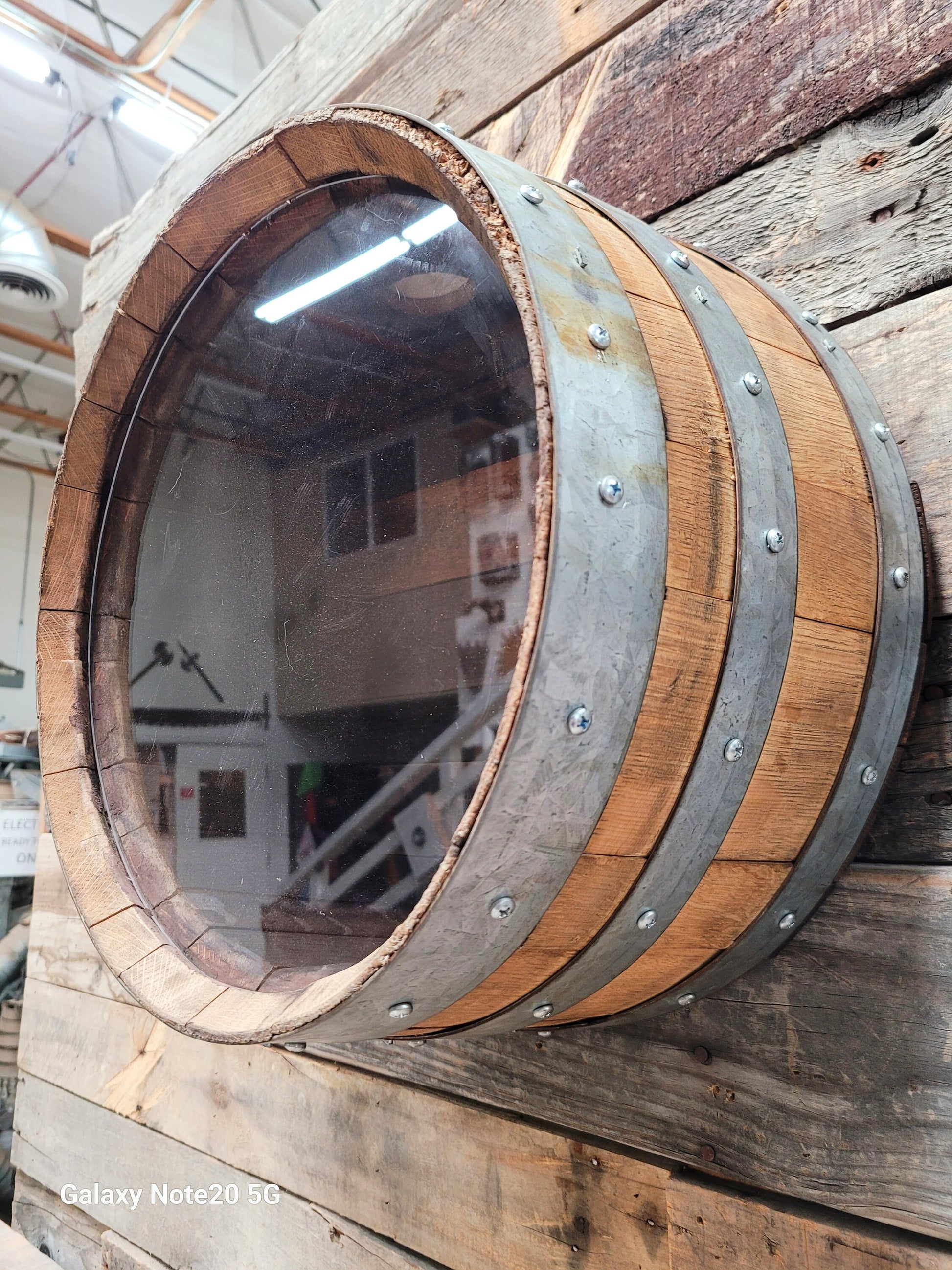 Wall Mounted Wine Bottle + Cork Display - MINI KALA - Retired Napa wine barrel with custom personalized engraving!