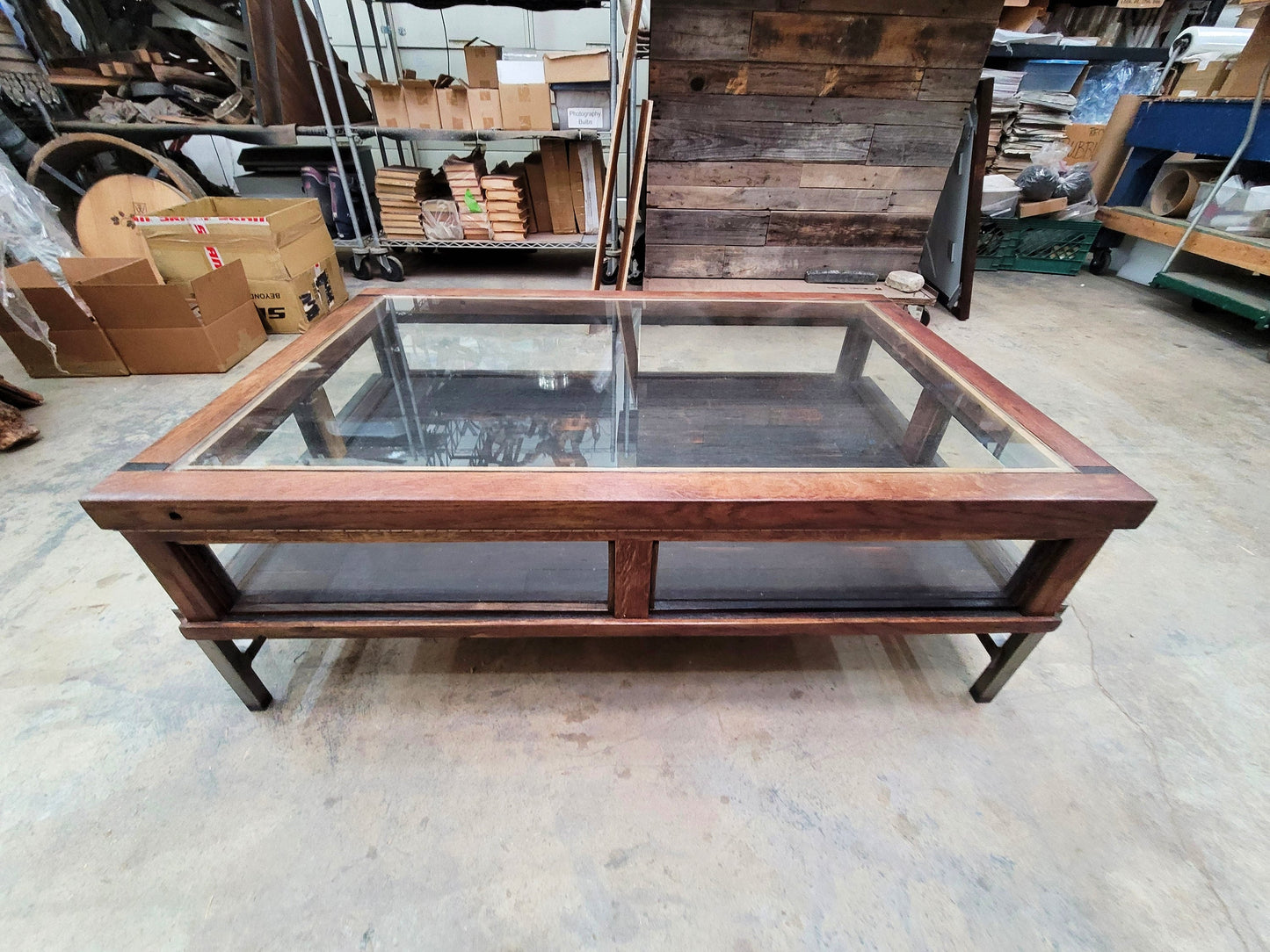 Wine Barrel Shadowbox Coffee Table - COBERTO - Made from large Retired French Oak Wine Barrels. 100% Recycled!