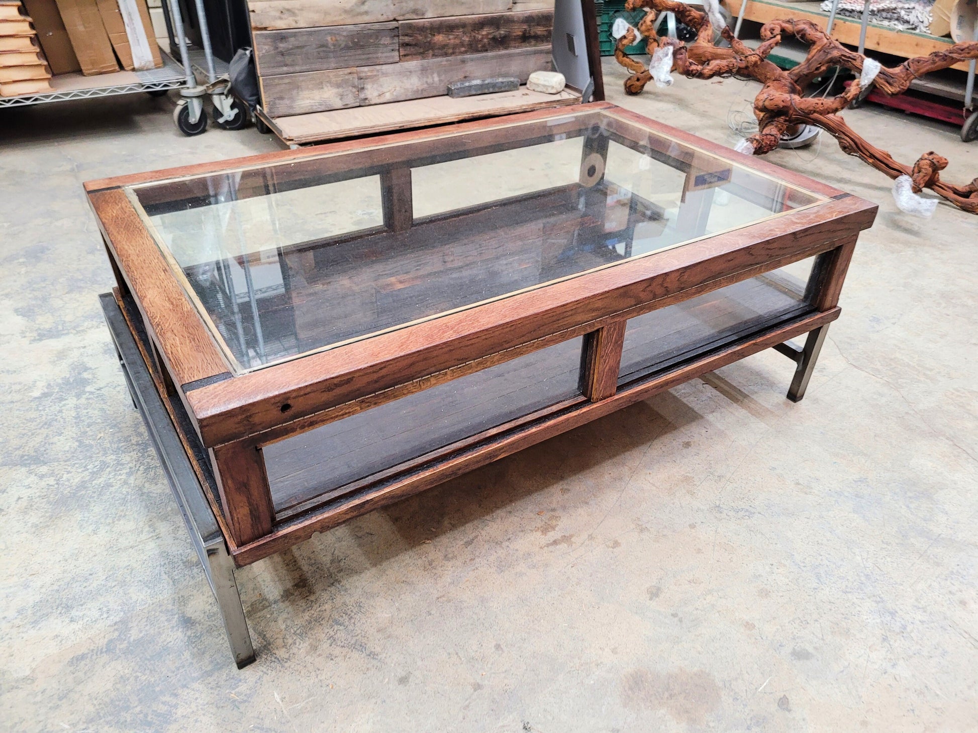 Wine Barrel Shadowbox Coffee Table - COBERTO - Made from large Retired French Oak Wine Barrels. 100% Recycled!