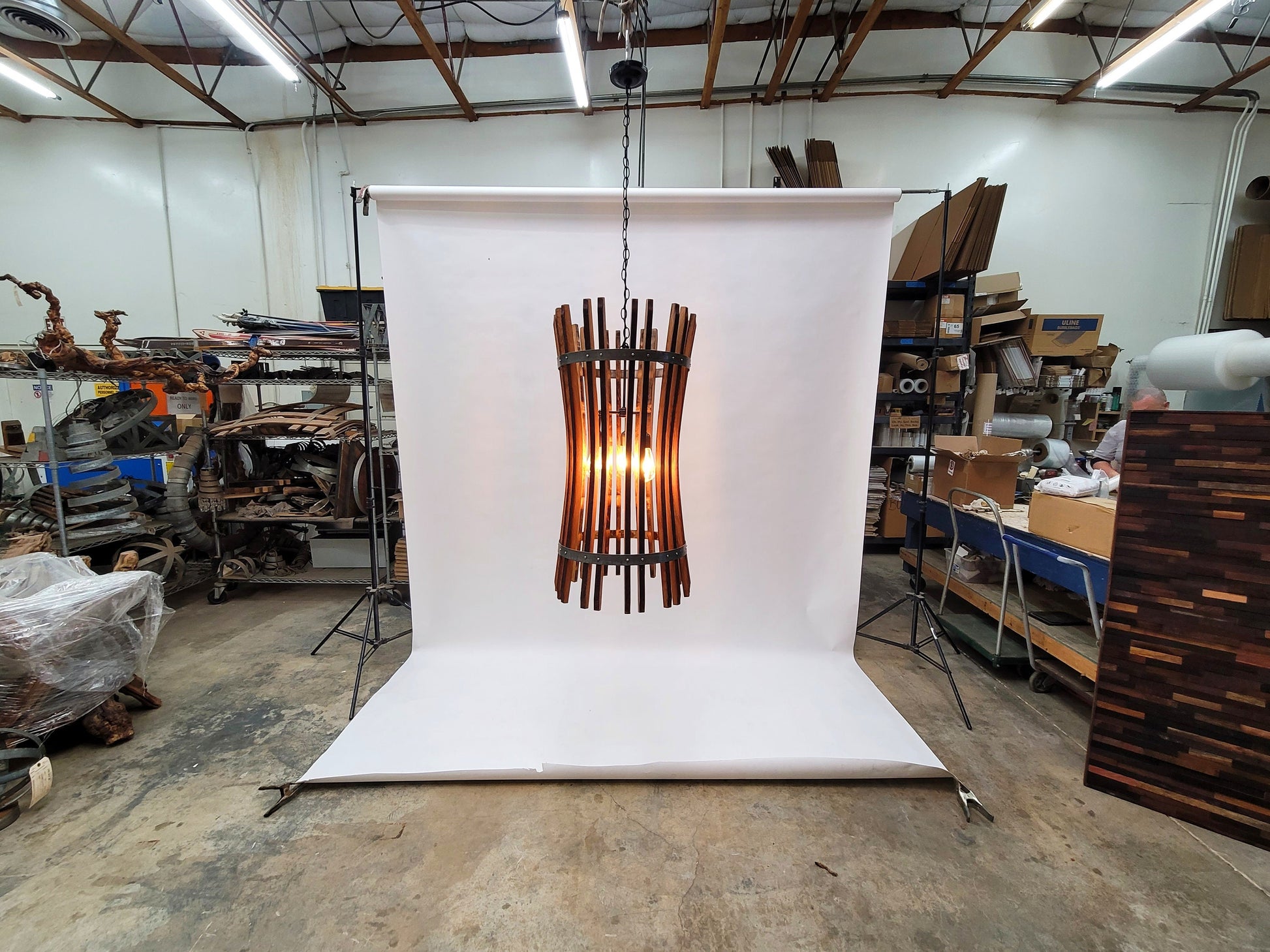 SALE Wine Barrel Pendant Light "Pasadena II" Made from retired California wine barrels 100% Recycled + Ready to Ship!!