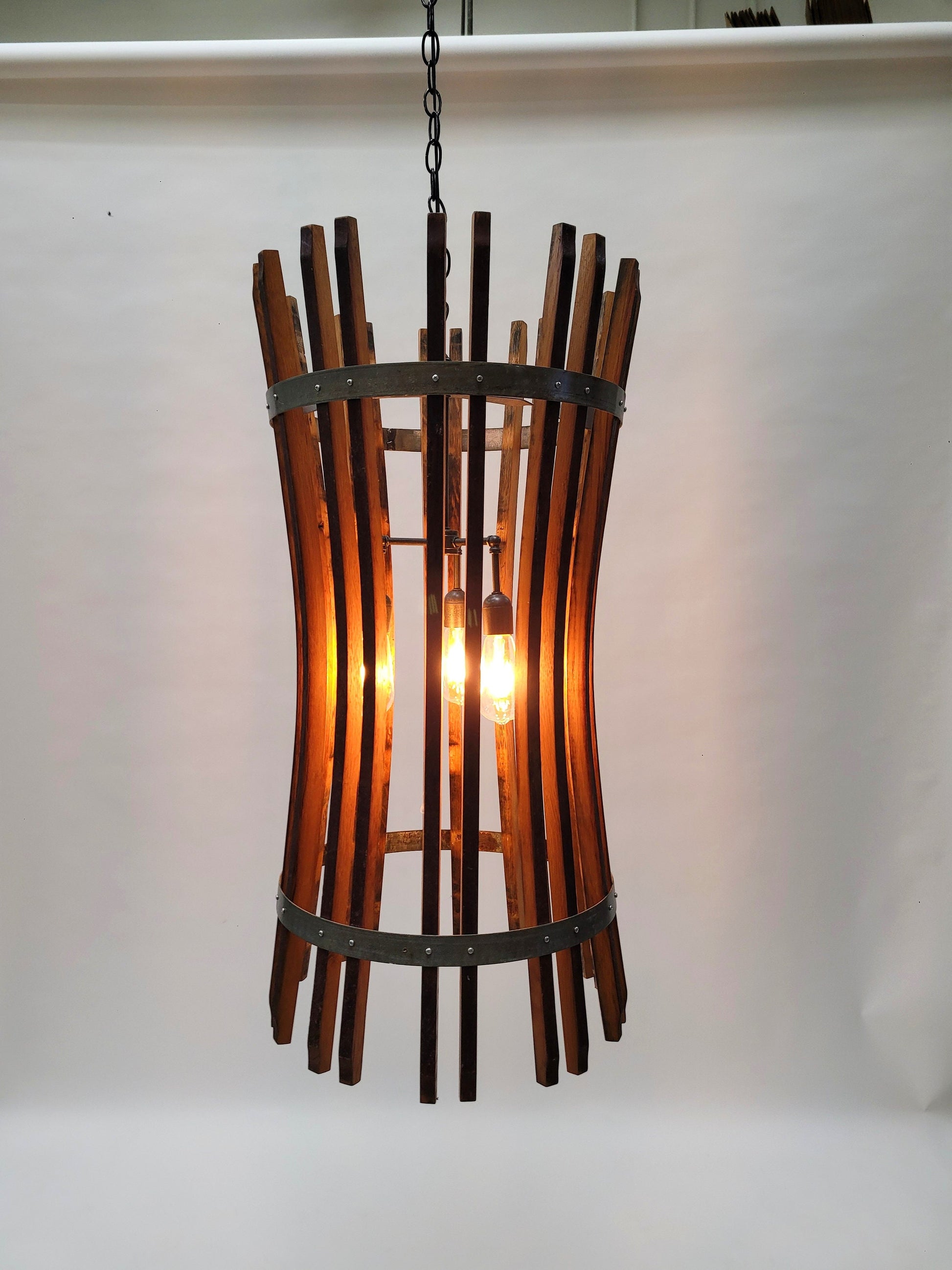 SALE Wine Barrel Pendant Light "Pasadena II" Made from retired California wine barrels 100% Recycled + Ready to Ship!!