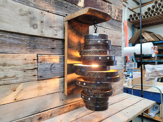 Whiskey Barrel Wall Sconce - BOURBO - Made from retired Whisky Bourbon Barrels - 100% Recycled + Reclaimed!
