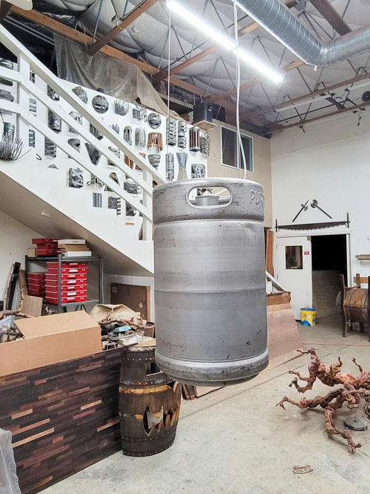 Beer Keg Chandelier - PIVO- Made from Retired California Beer Kegs - 100% Recycled!