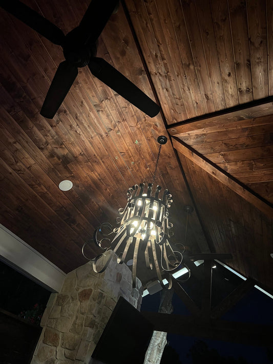 Wine Barrel Ring Chandelier - MOHALA- Made from retired California wine barrel rings - 100% Recycled!