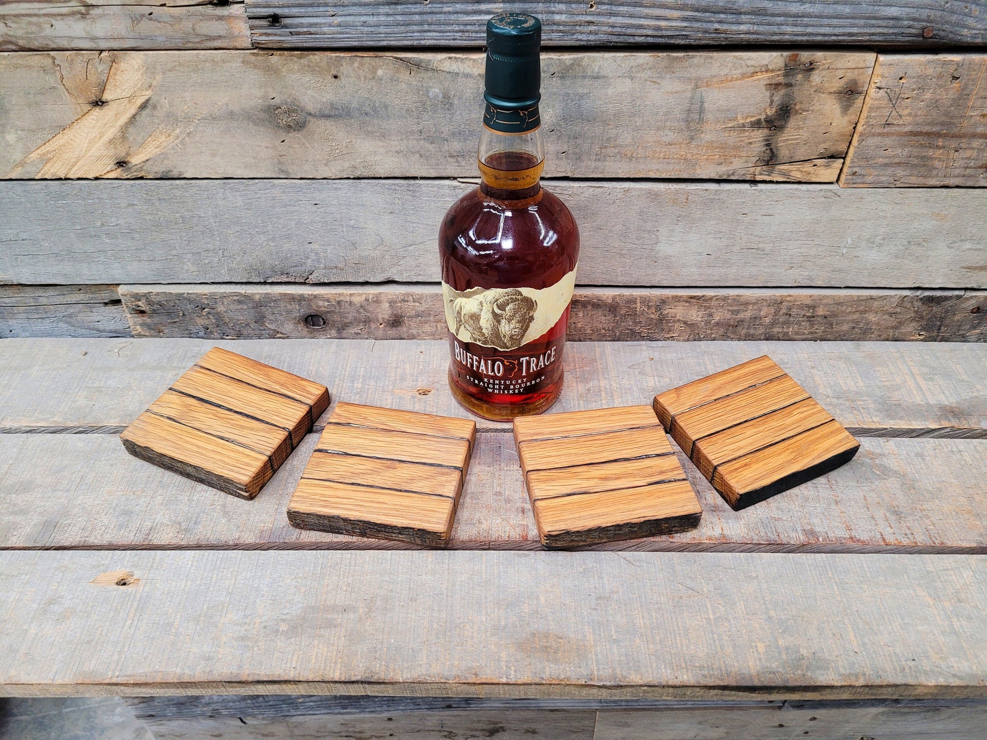 Whiskey / Bourbon Barrel Coasters - Made from retired Whiskey / Bourbon Barrels - 100% Recycled + Ready to Ship!