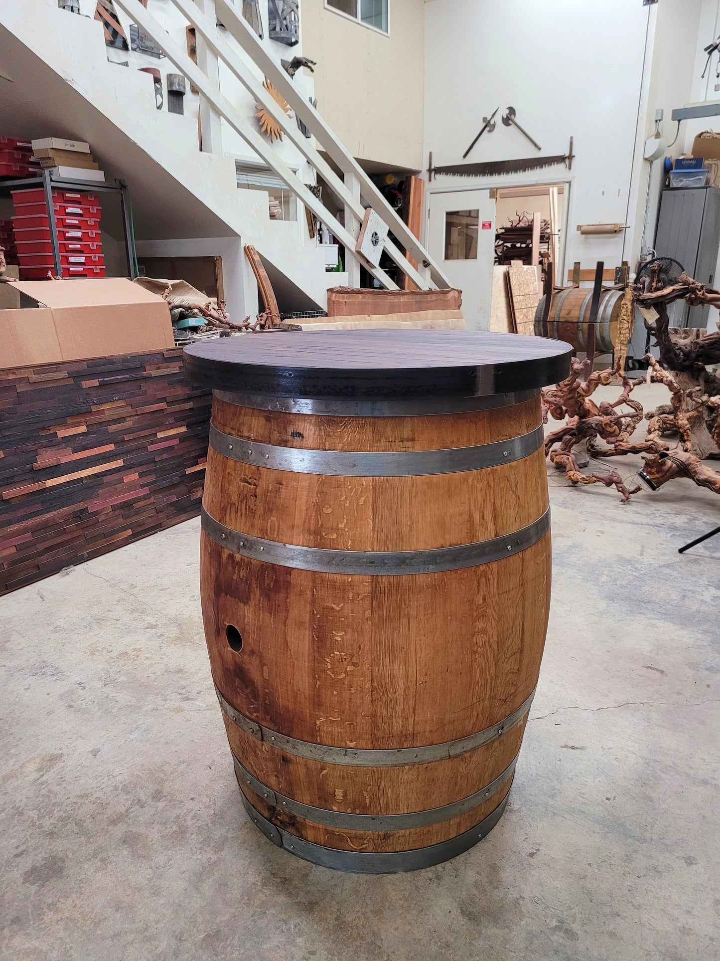 Wine Barrel Pub / Tasting Table - MERASA - Made from retired California wine barrels. 100% Recycled!