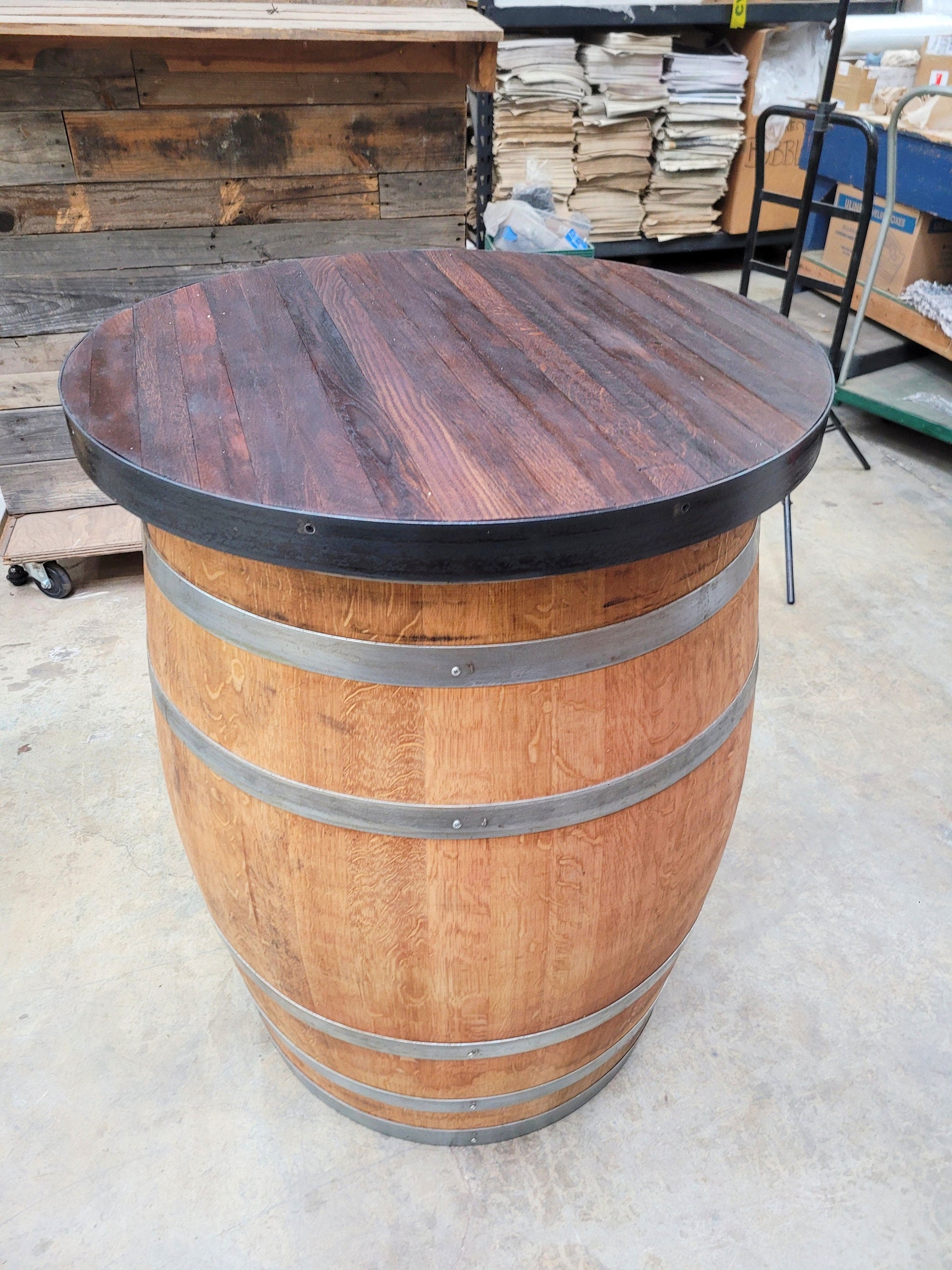 Wine Barrel Pub / Tasting Table - MERASA - Made from retired California wine barrels. 100% Recycled!