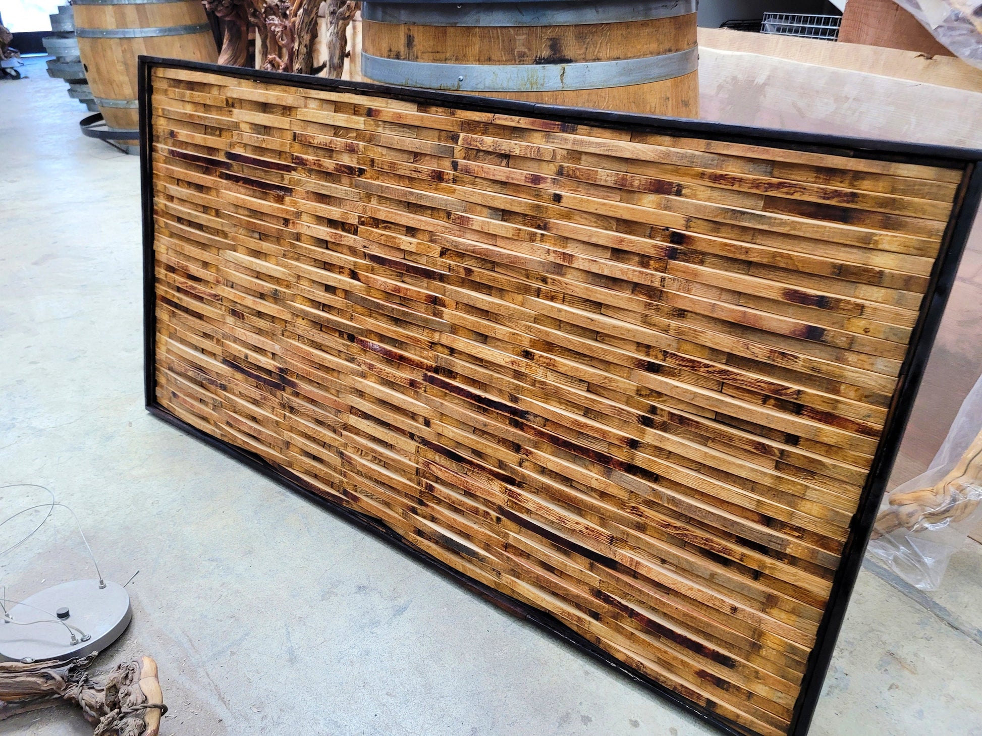 Wine Barrel Stave Headboard - RARANGA - Made from retired CA wine barrels. 100% Recycled!