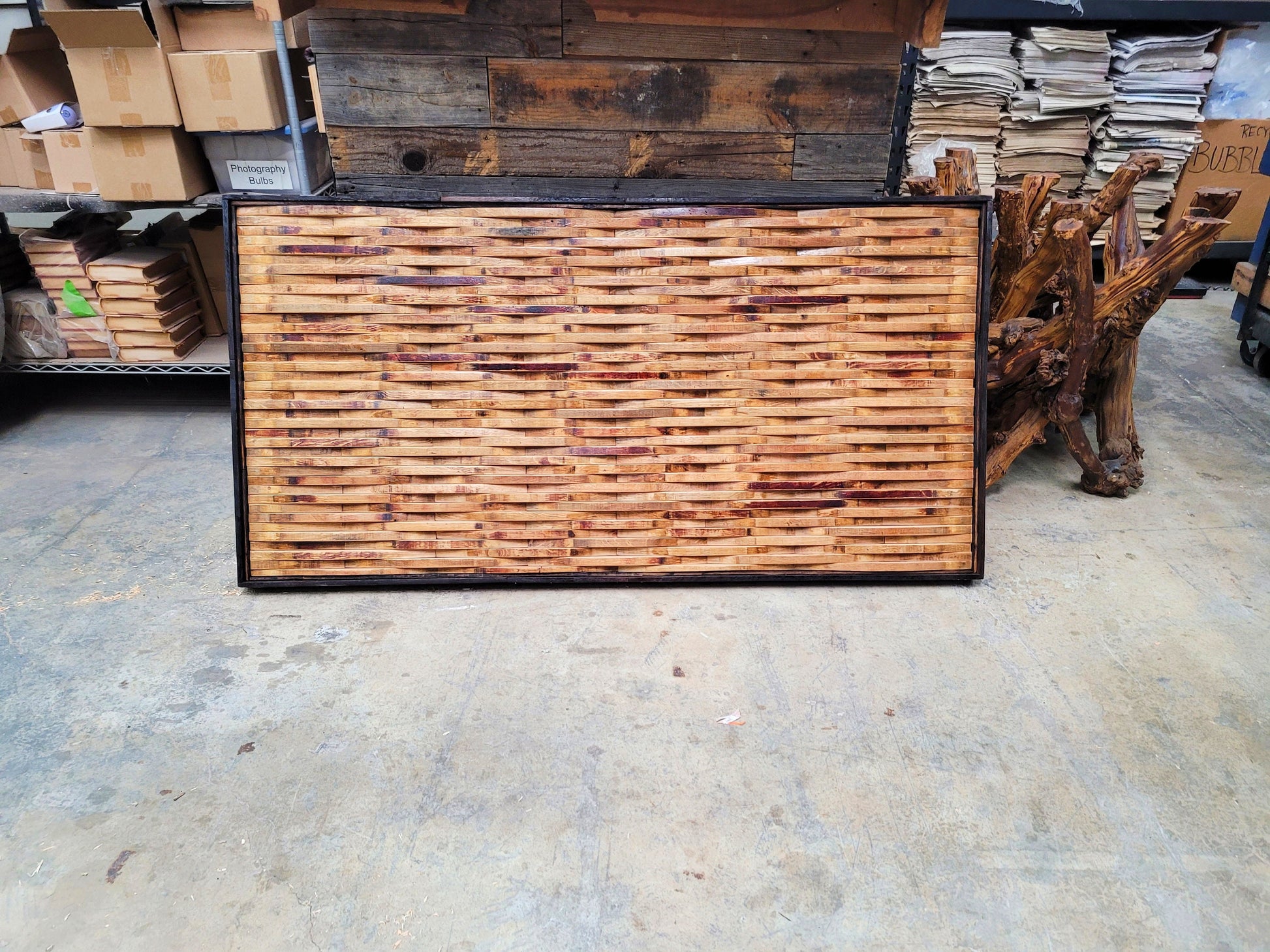 Wine Barrel Stave Headboard - RARANGA - Made from retired CA wine barrels. 100% Recycled!