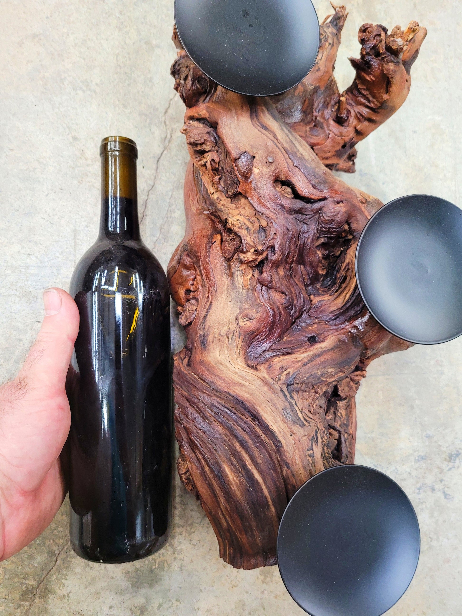 Rombauer Grapevine Pillar Candle Holder made from Atlas Peak Cabernet Napa Valley vine- 100% Recycled! Ready to Ship! 042724-4