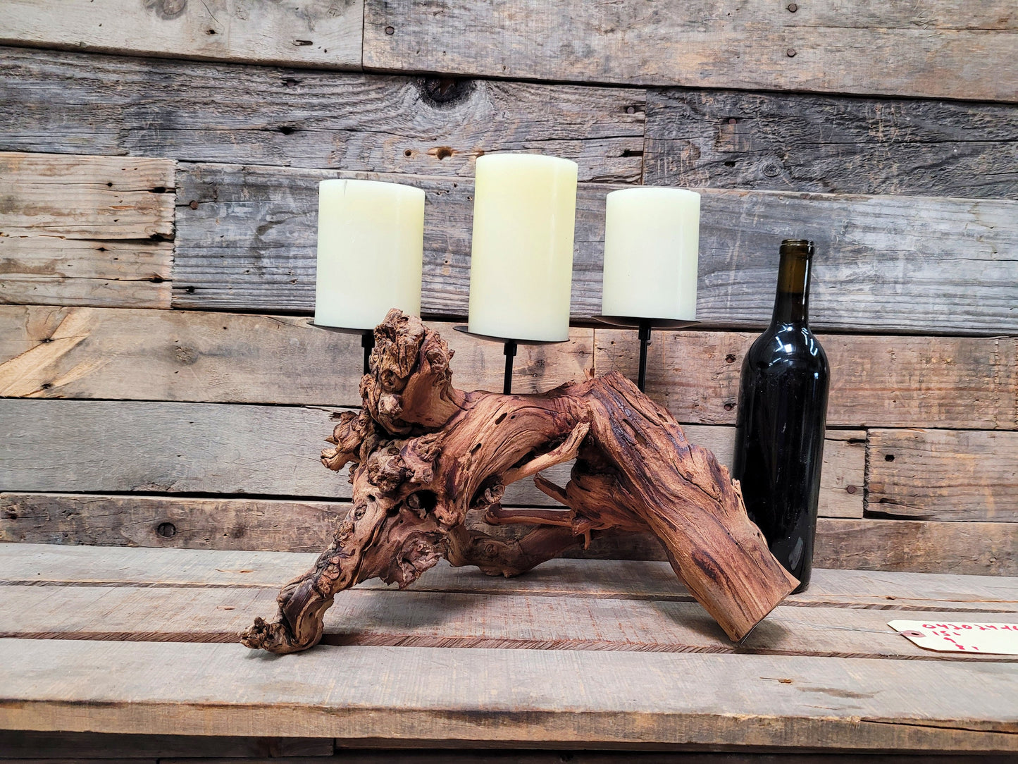 Rombauer Grapevine Pillar Candle Holder made from Atlas Peak Cabernet Napa Valley vine- 100% Recycled! Ready to Ship! 042024-16