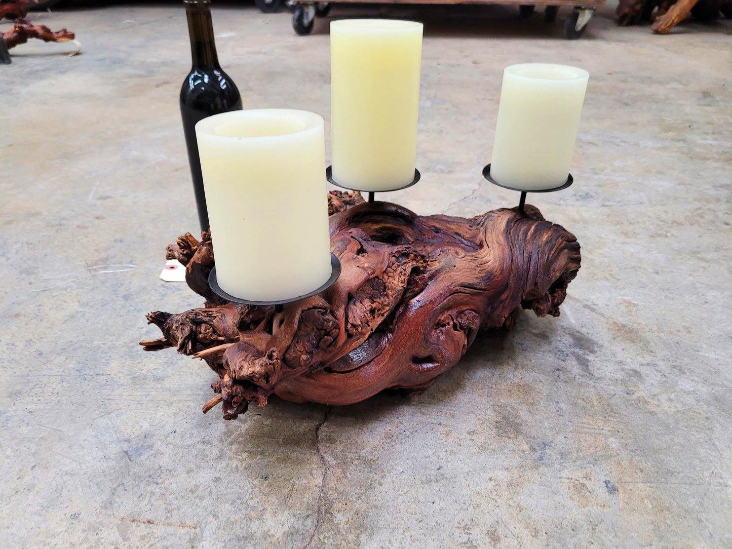 Rombauer Grapevine Pillar Candle Holder made from Atlas Peak Cabernet Napa Valley vine- 100% Recycled! Ready to Ship! 042724-4