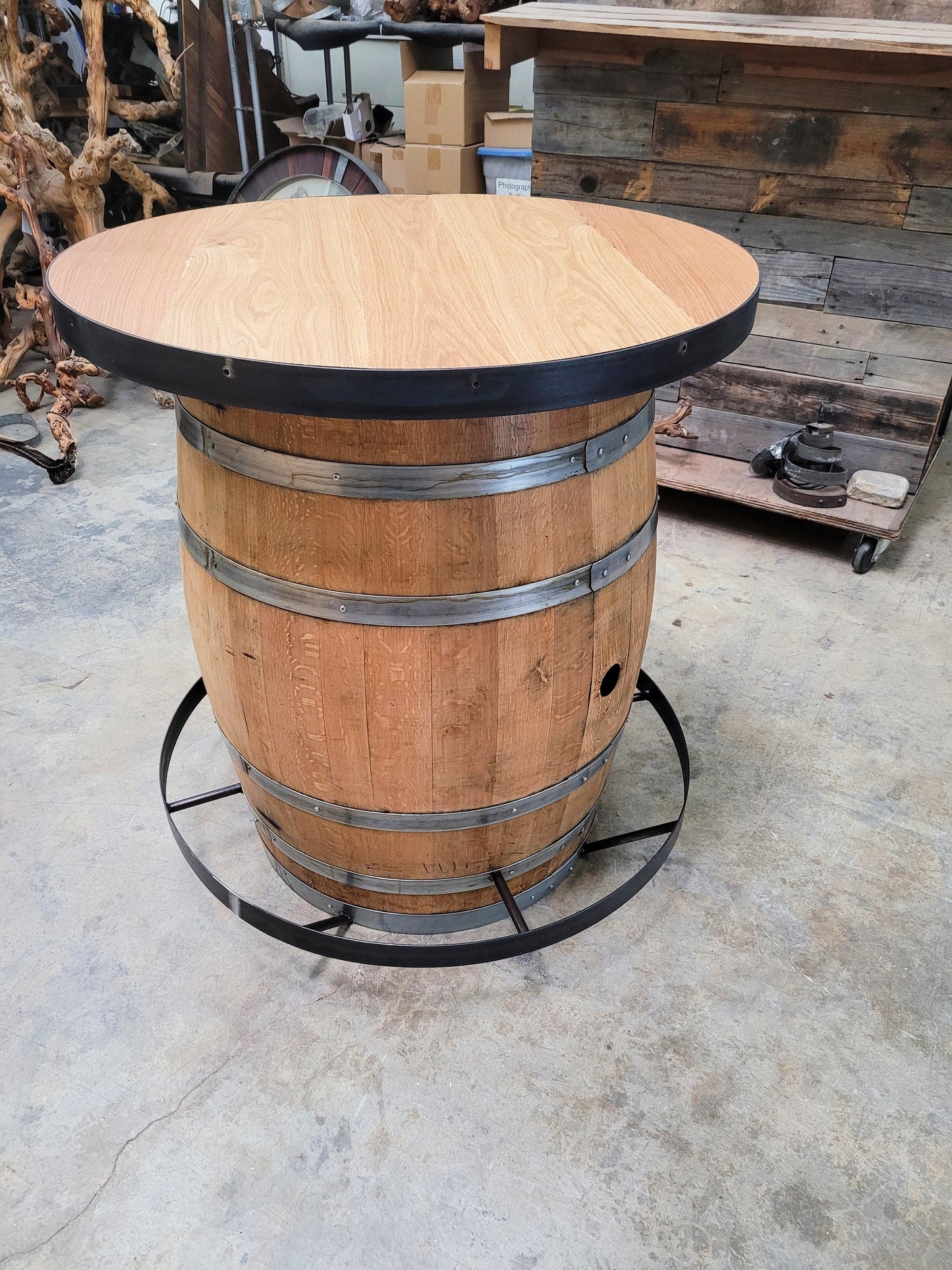 Wine Barrel Pub / Tasting Table - TEPU - Made from retired California wine barrels. 100% Recycled!