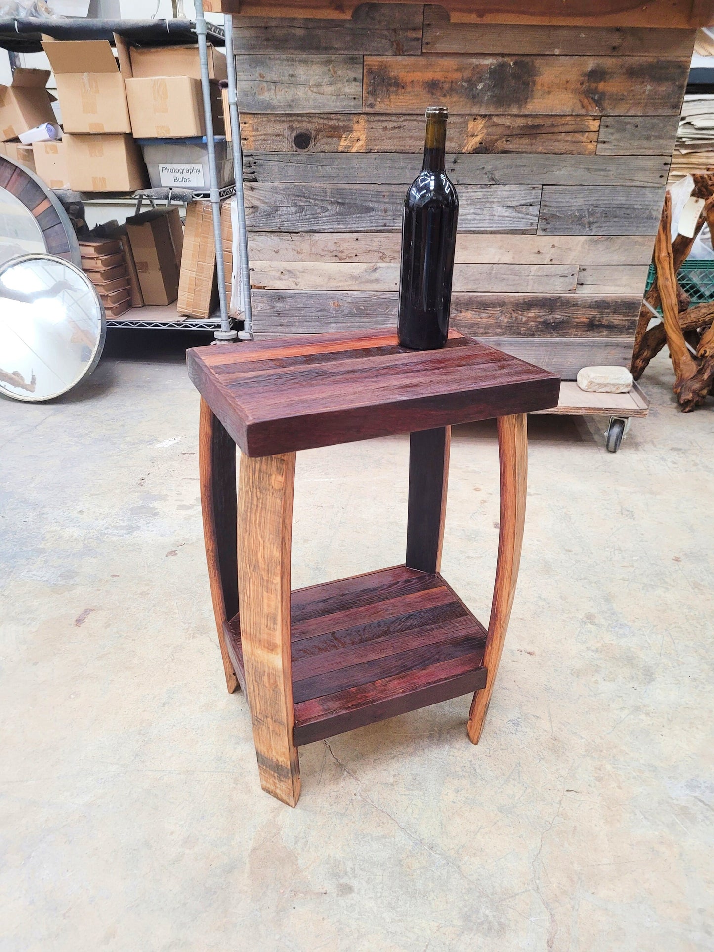 Wine Barrel Nightstand - USIKU - Made from retired California wine barrels. 100% Recycled!