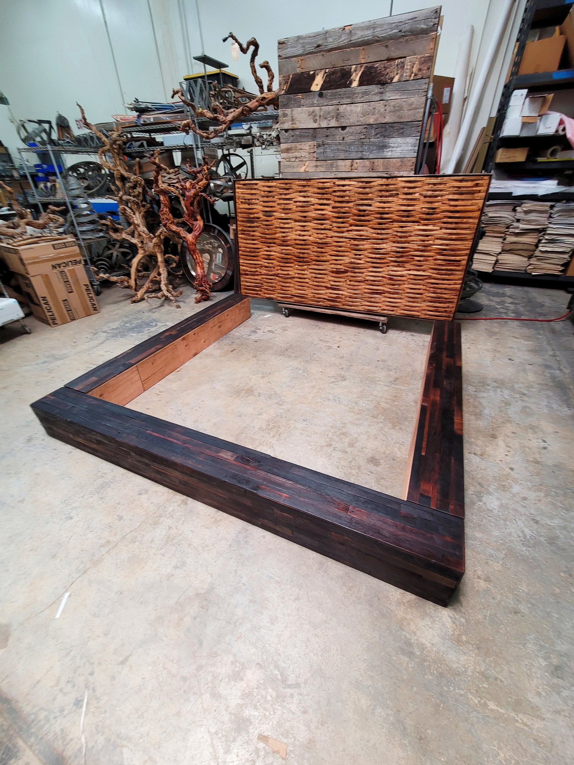 Raised Platform Wine Barrel Bed Frame - ALZATO - Made from Retired + Reclaimed French Oak Wine Barrels. 100% Recycled!