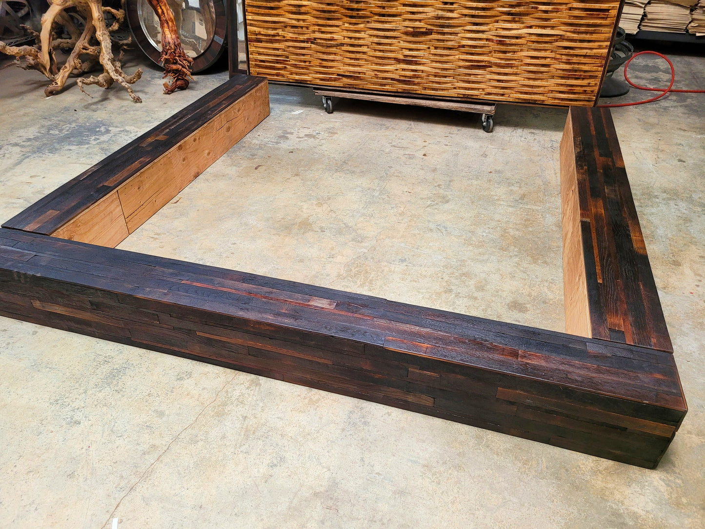 Raised Platform Wine Barrel Bed Frame - ALZATO - Made from Retired + Reclaimed French Oak Wine Barrels. 100% Recycled!