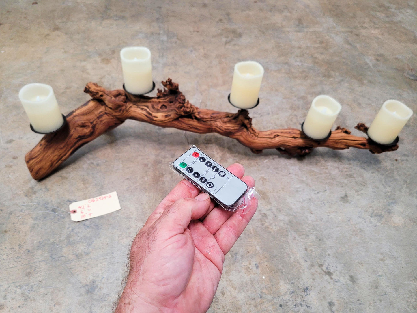 Zaca Mesa Syrah Grapevine Pillar Candle Holder made from their oldest vines- 100% Recycled! Ready to Ship! 062924-2