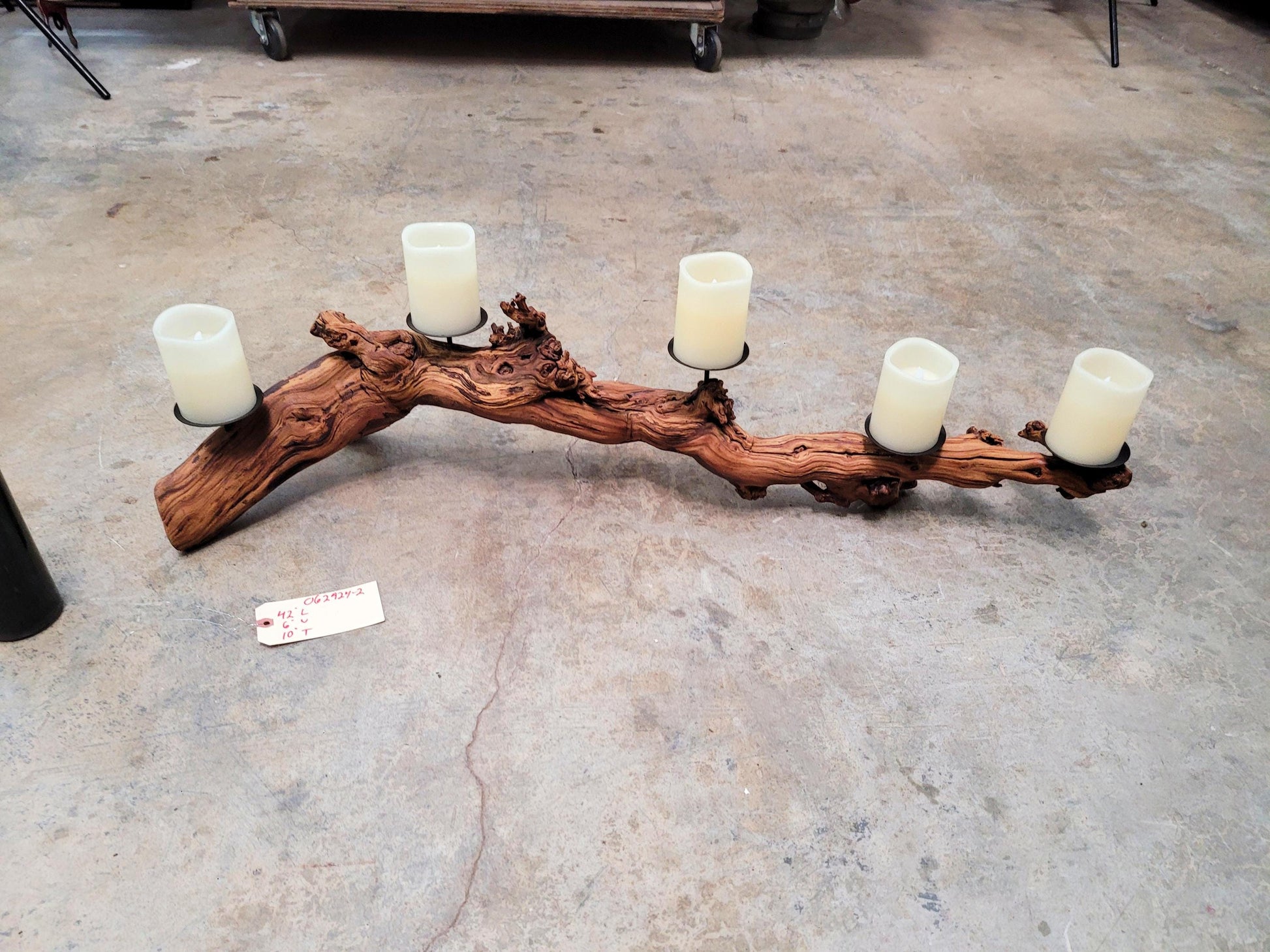 Zaca Mesa Syrah Grapevine Pillar Candle Holder made from their oldest vines- 100% Recycled! Ready to Ship! 062924-2