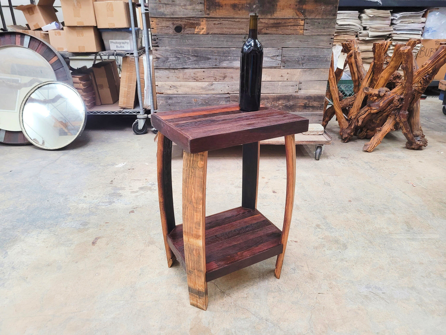 Wine Barrel Nightstand - USIKU - Made from retired California wine barrels. 100% Recycled!