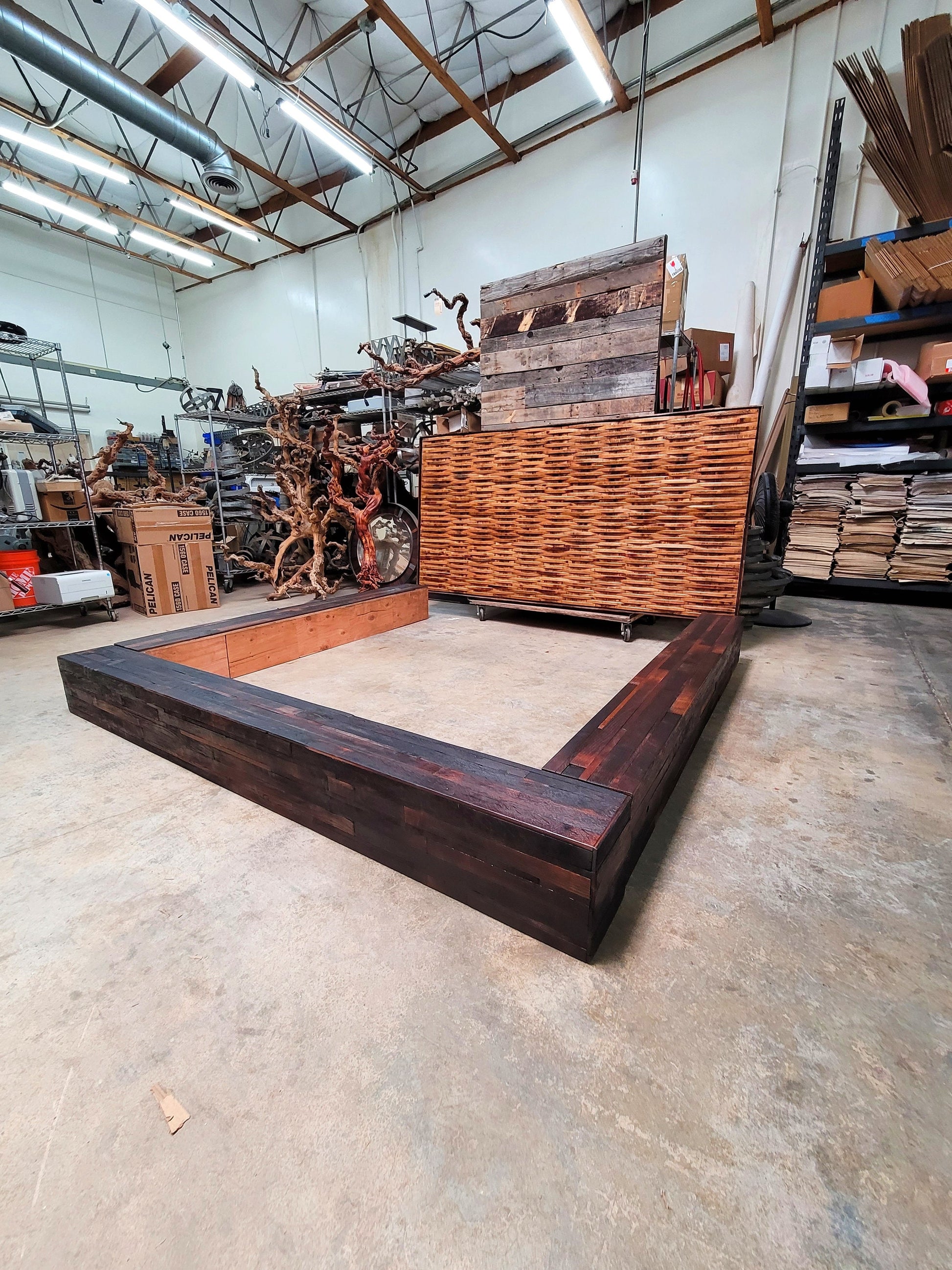 Raised Platform Wine Barrel Bed Frame - ALZATO - Made from Retired + Reclaimed French Oak Wine Barrels. 100% Recycled!