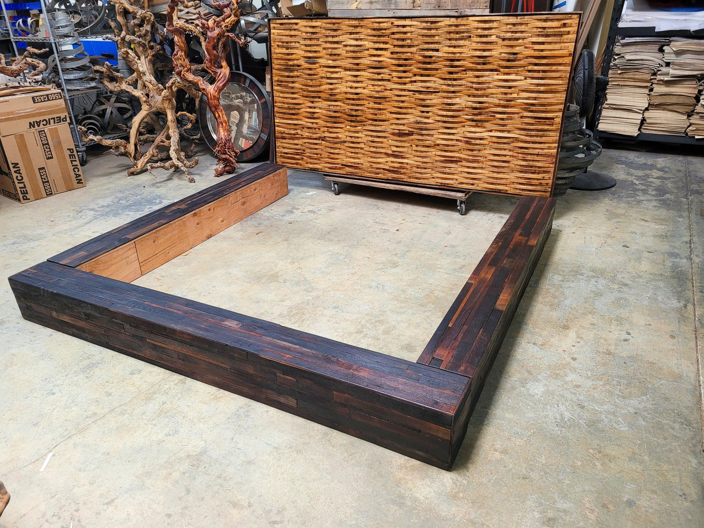 Raised Platform Wine Barrel Bed Frame - ALZATO - Made from Retired + Reclaimed French Oak Wine Barrels. 100% Recycled!