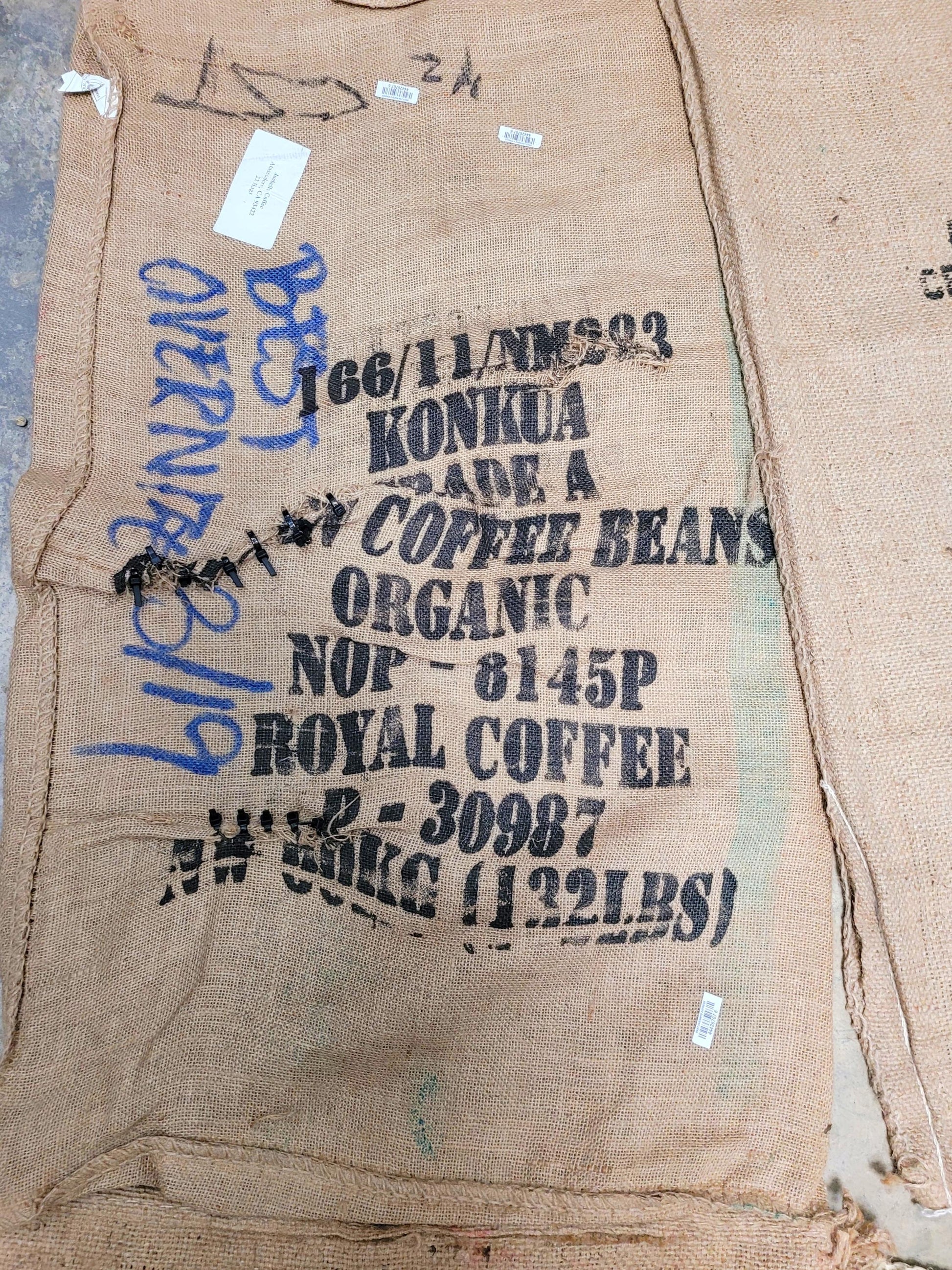 SALE Set of 8 Burlap Coffee bags plus one extra, my treat! 100% Recycled + Ready to Ship! 070524-3