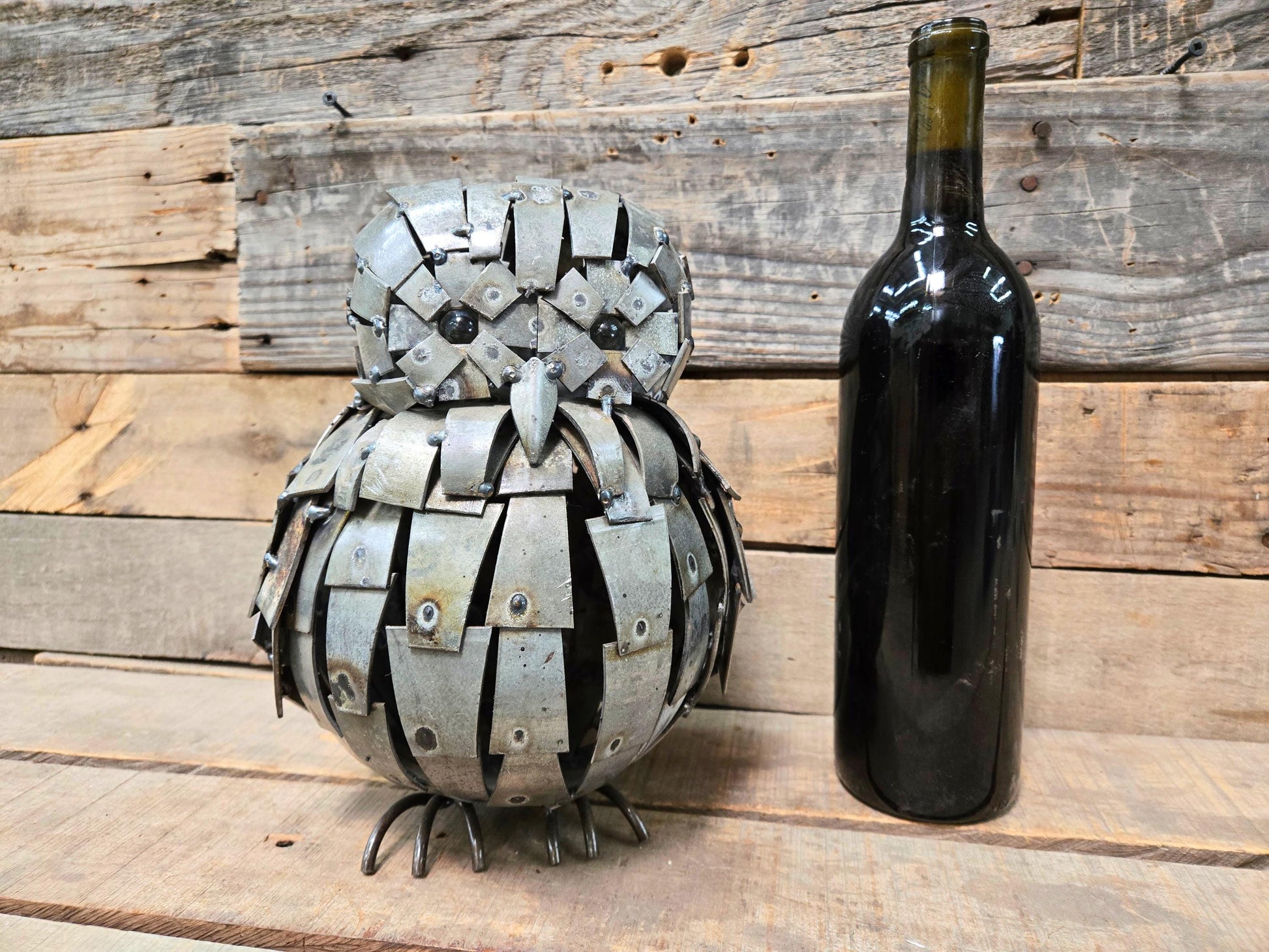 Owl Made From Retired Cakebread Cabernet Wine Barrel Rings - Limited Edition - Signed + Numbered - 100% Recycled!