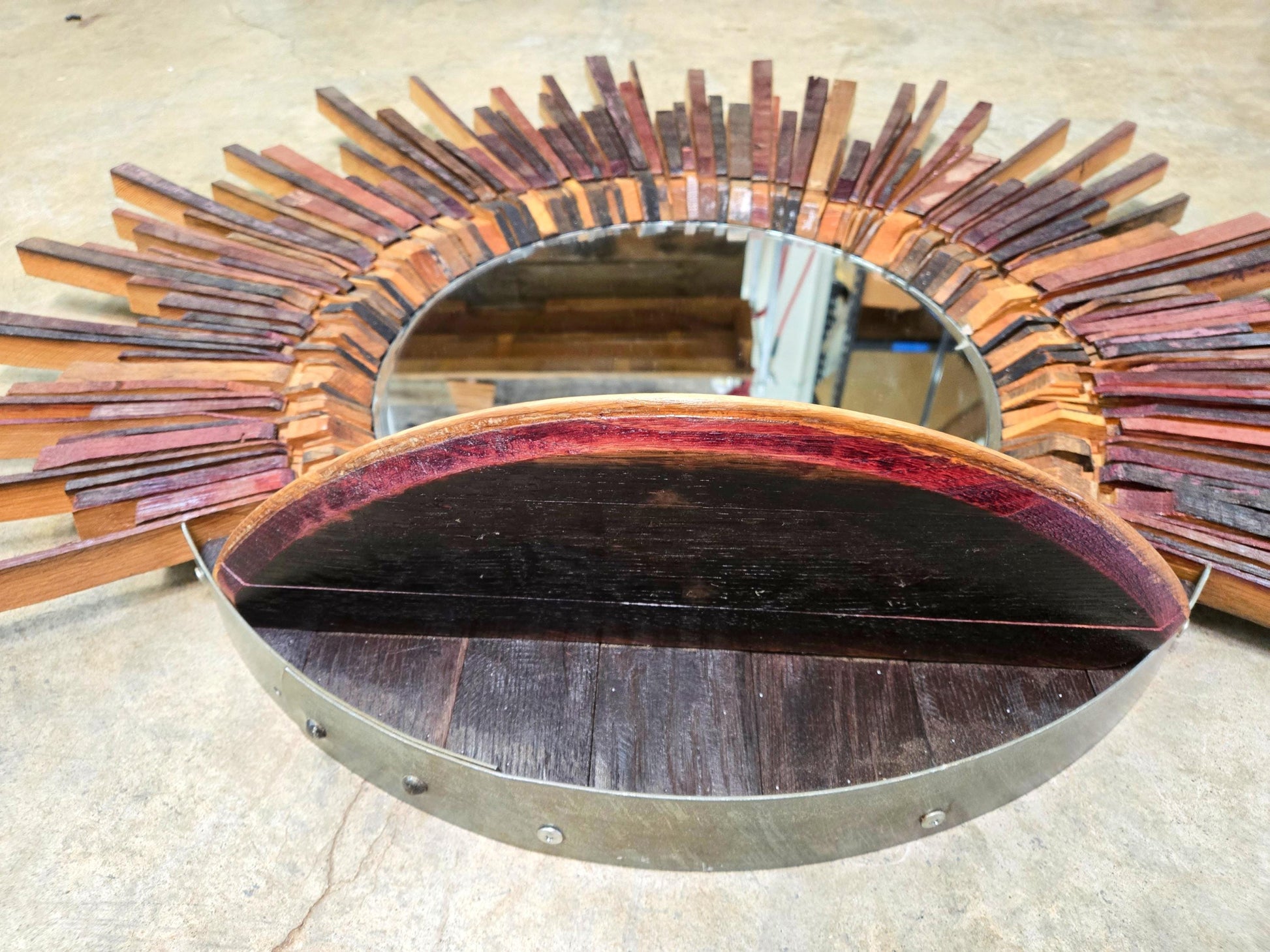 PROTOTYPE Wine Barrel Mirror - PARLAK - made from retired Napa wine barrels 100% Recycled + Ready to Ship! 101924-11