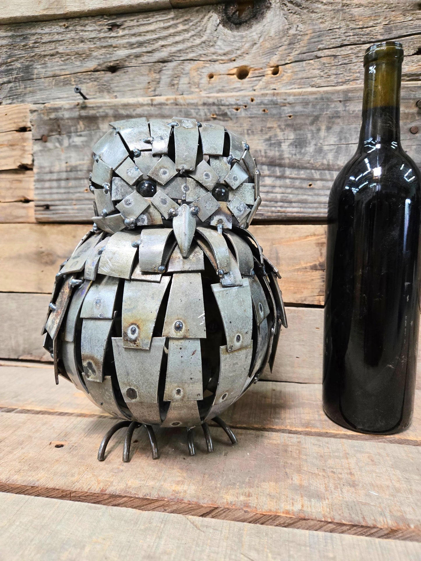 Owl Made From Retired Cakebread Cabernet Wine Barrel Rings - Limited Edition - Signed + Numbered - 100% Recycled!