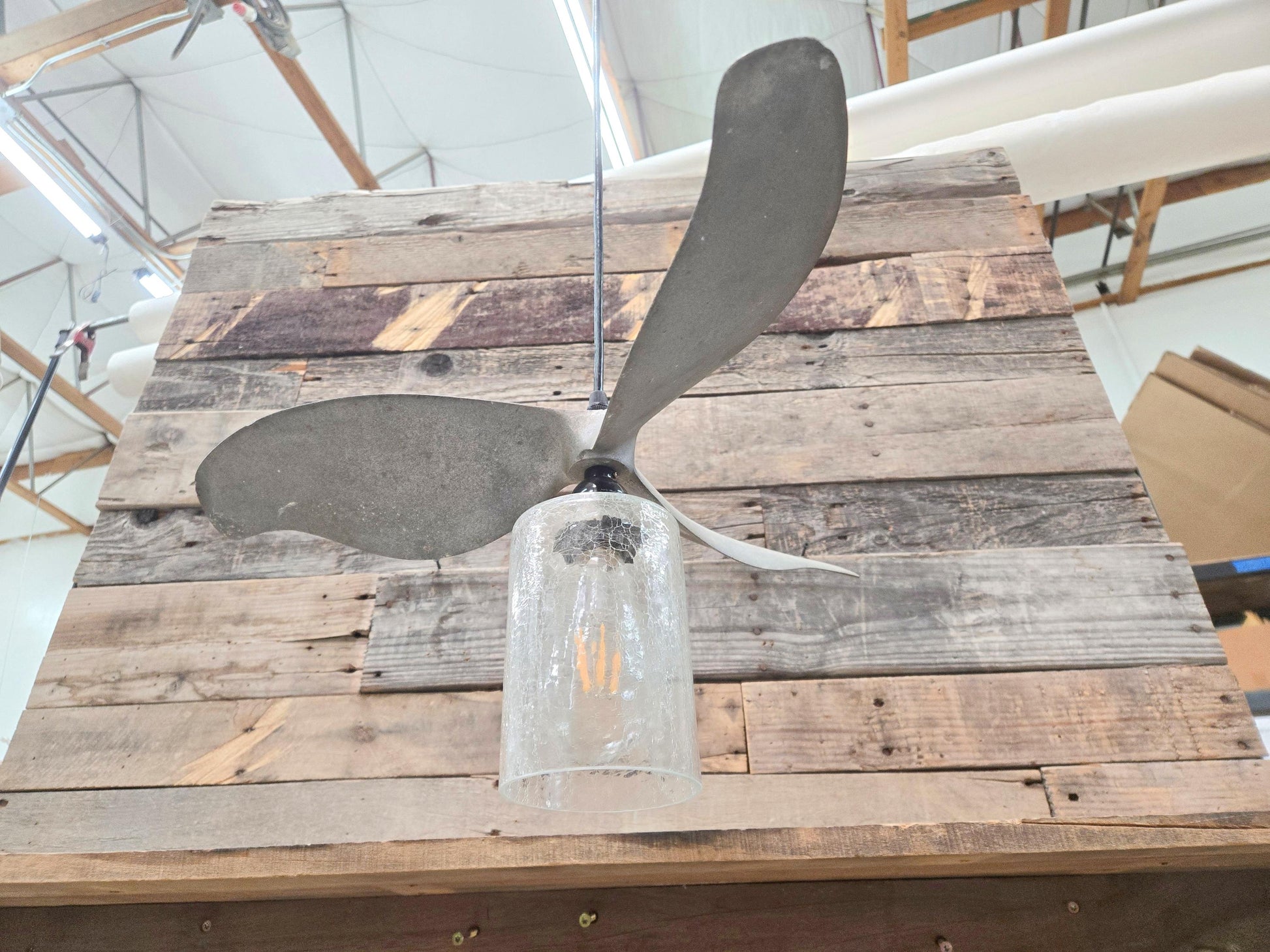 SALE Boat Propeller Pendant Light PROTOTYPE - Made from Retired aluminum prop. 100% Recycled!