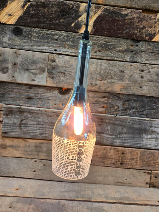 NEW Recycled Wine Glass Pendant Light - BRECON ROSE - 100% Recycled Local Glass!