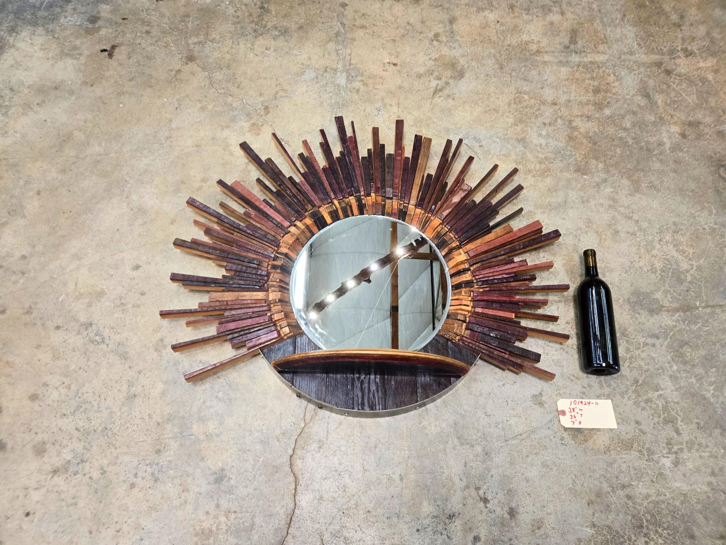 PROTOTYPE Wine Barrel Mirror - PARLAK - made from retired Napa wine barrels 100% Recycled + Ready to Ship! 101924-11