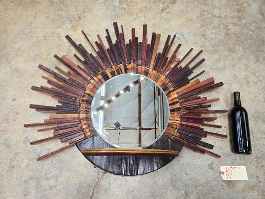 PROTOTYPE Wine Barrel Mirror - PARLAK - made from retired Napa wine barrels 100% Recycled + Ready to Ship! 101924-11