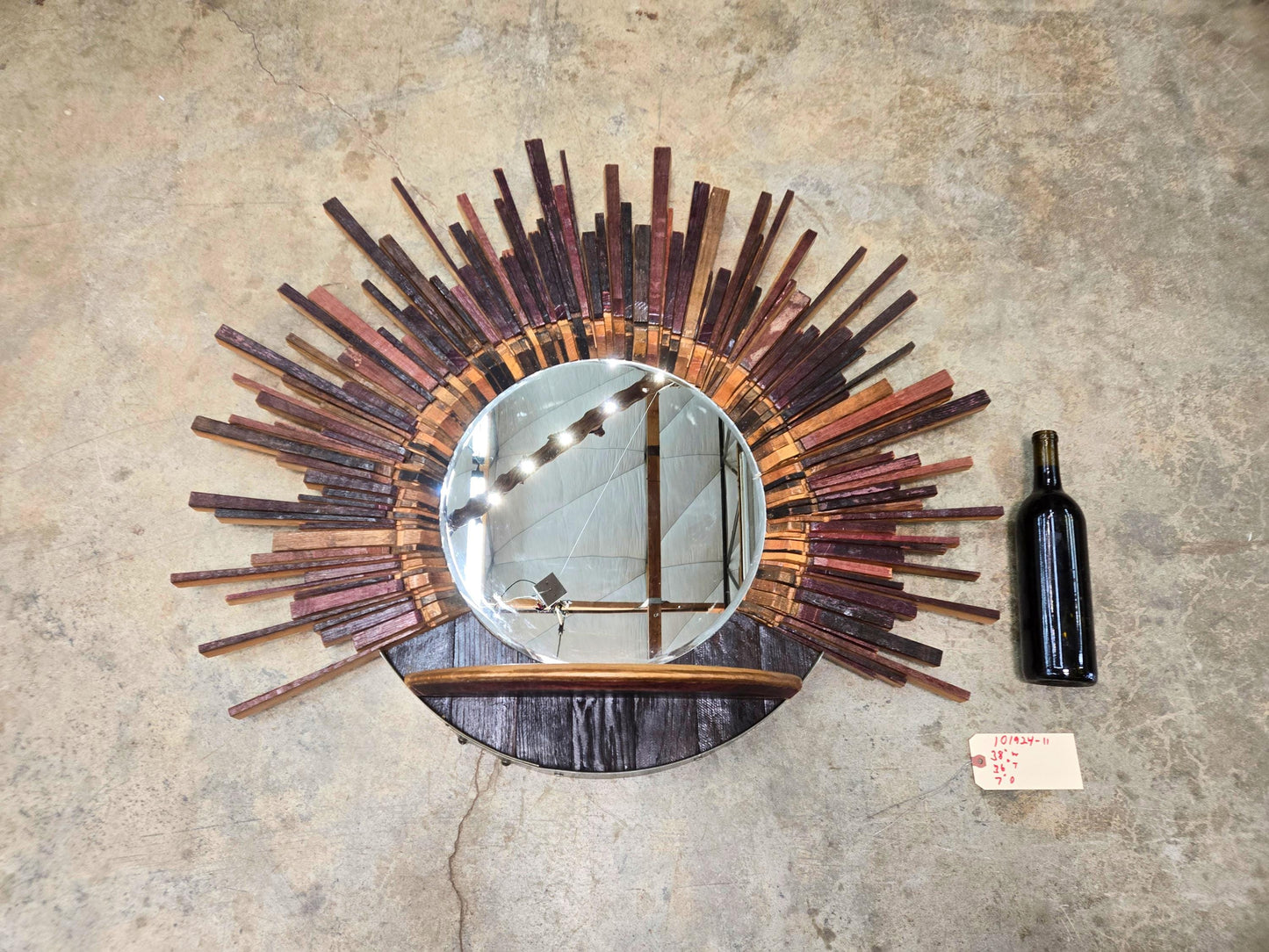 PROTOTYPE Wine Barrel Mirror - PARLAK - made from retired Napa wine barrels 100% Recycled + Ready to Ship! 101924-11