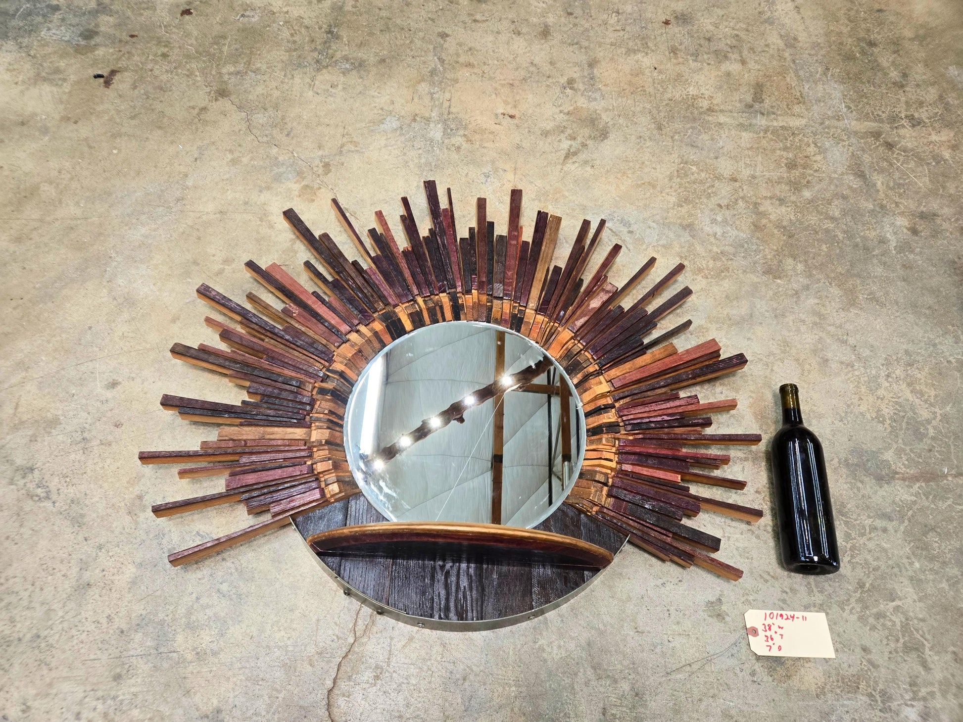 PROTOTYPE Wine Barrel Mirror - PARLAK - made from retired Napa wine barrels 100% Recycled + Ready to Ship! 101924-11